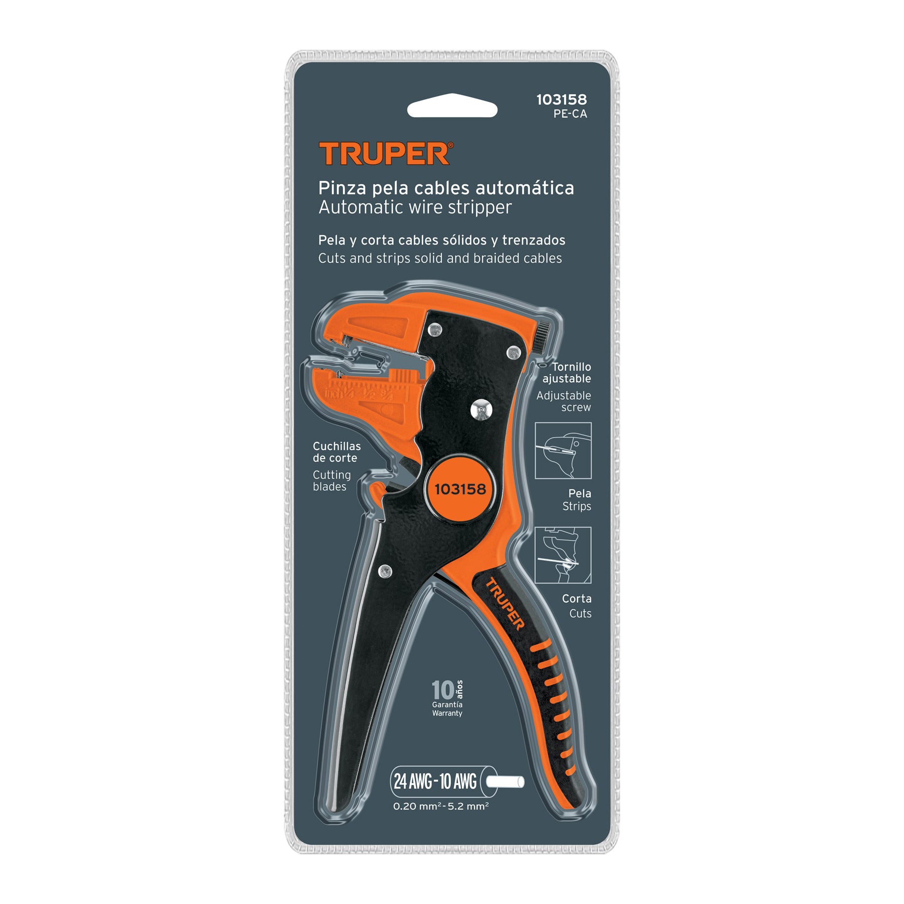 Pinza 7' pela cables automática, 24 a 10 AWG, TRUPER