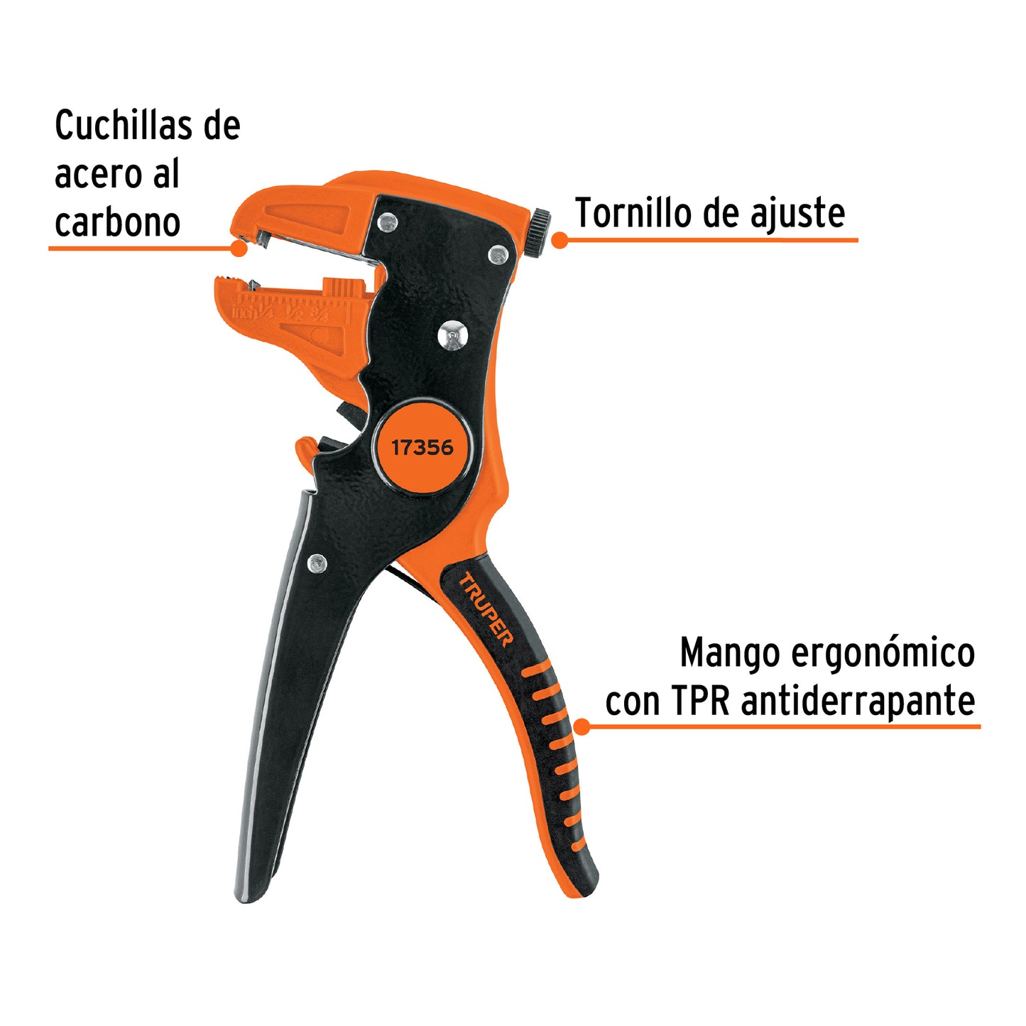 Pinza 7' pela cables automática, 24 a 10 AWG, TRUPER