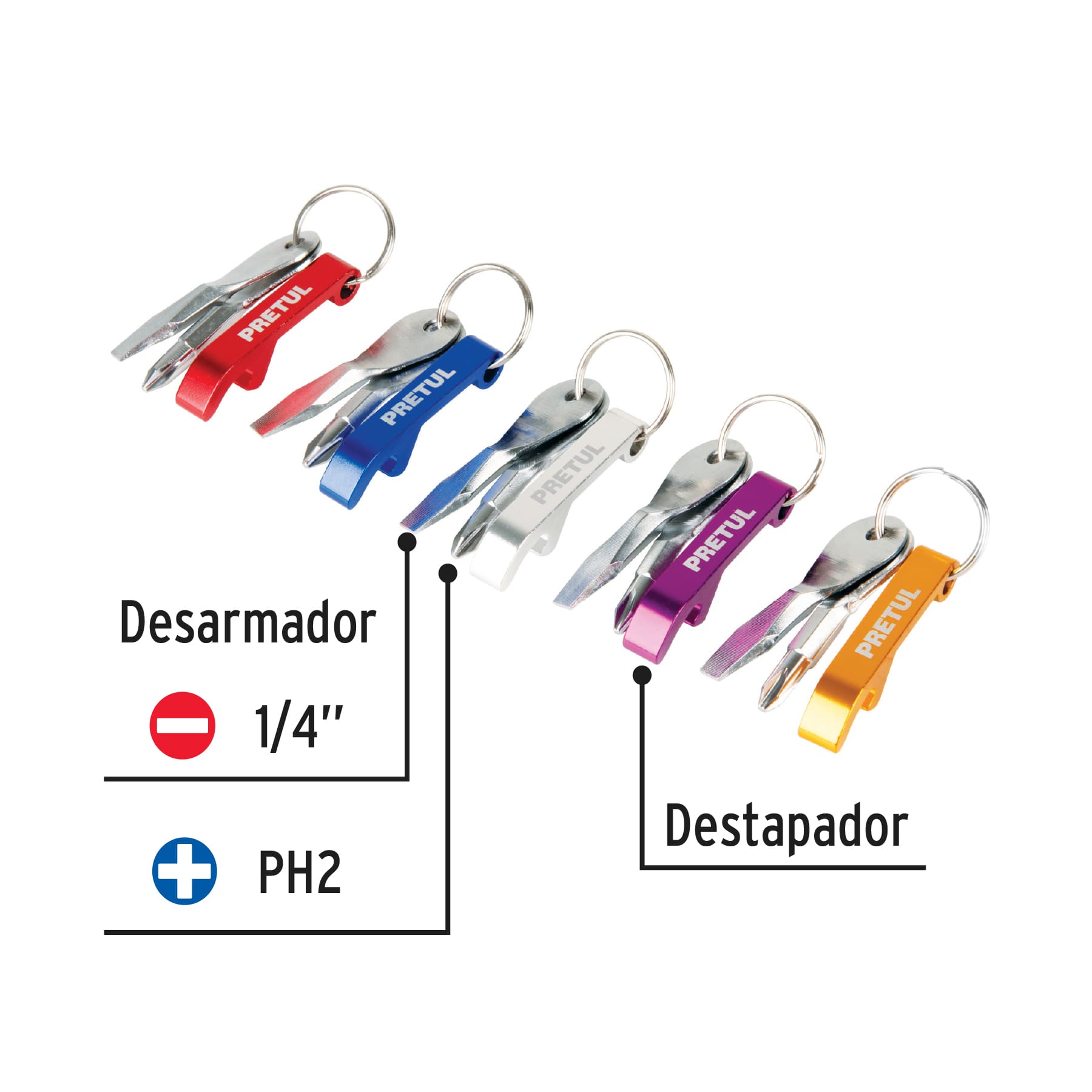 Pieza de llavero tipo desarmador y destapador, pecera 30 pz