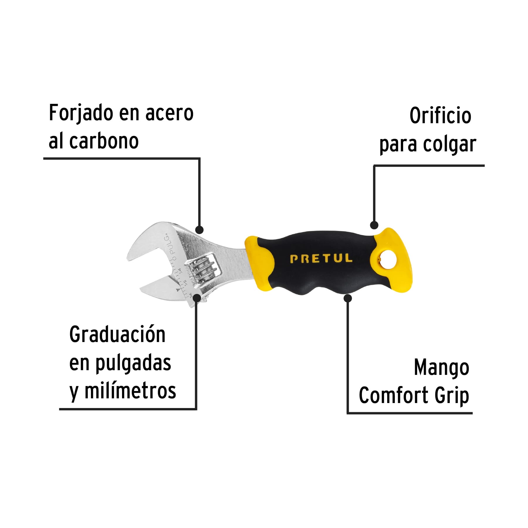 Perico corto, 5" con grip, Pretul
