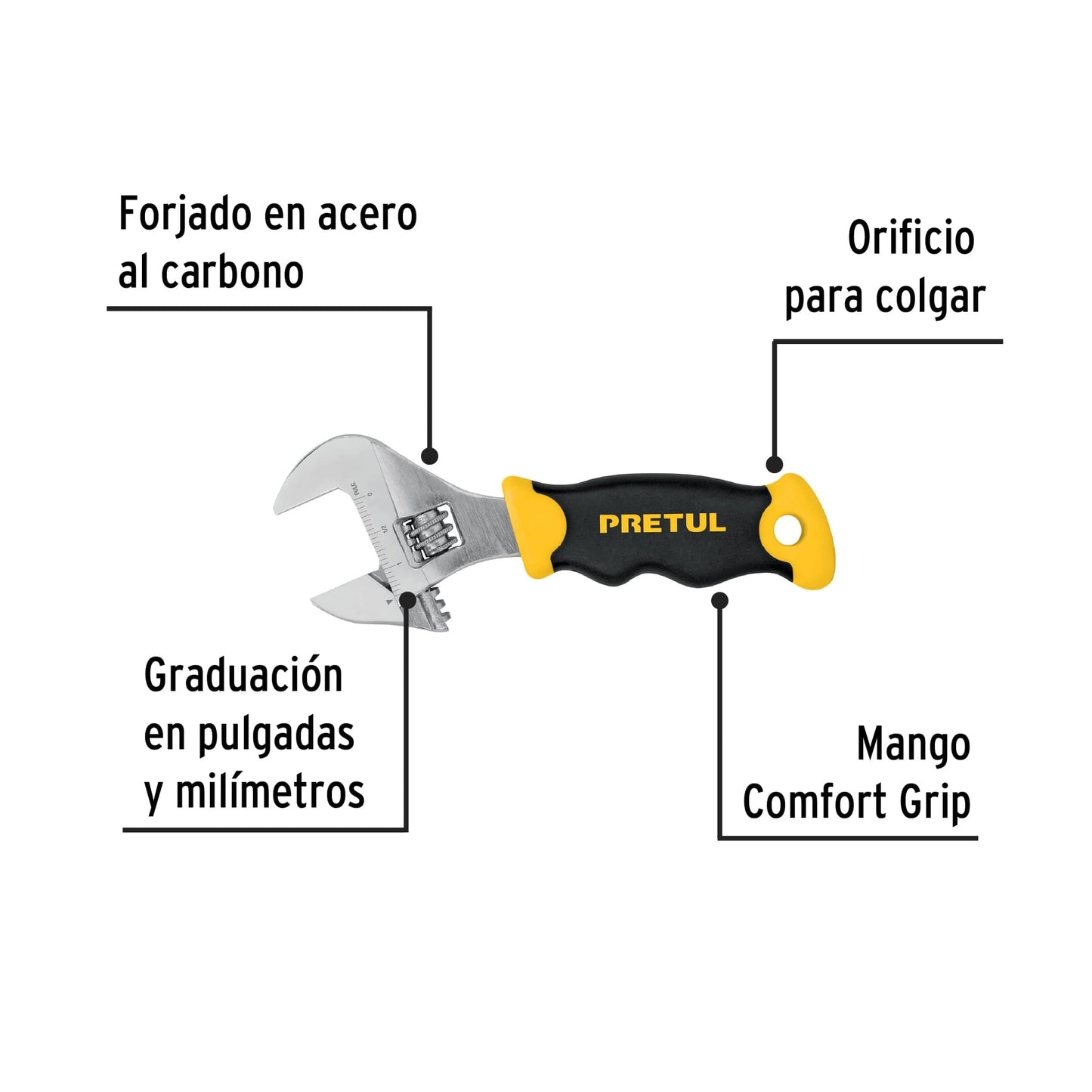 Perico corto, 6" con grip, Pretul