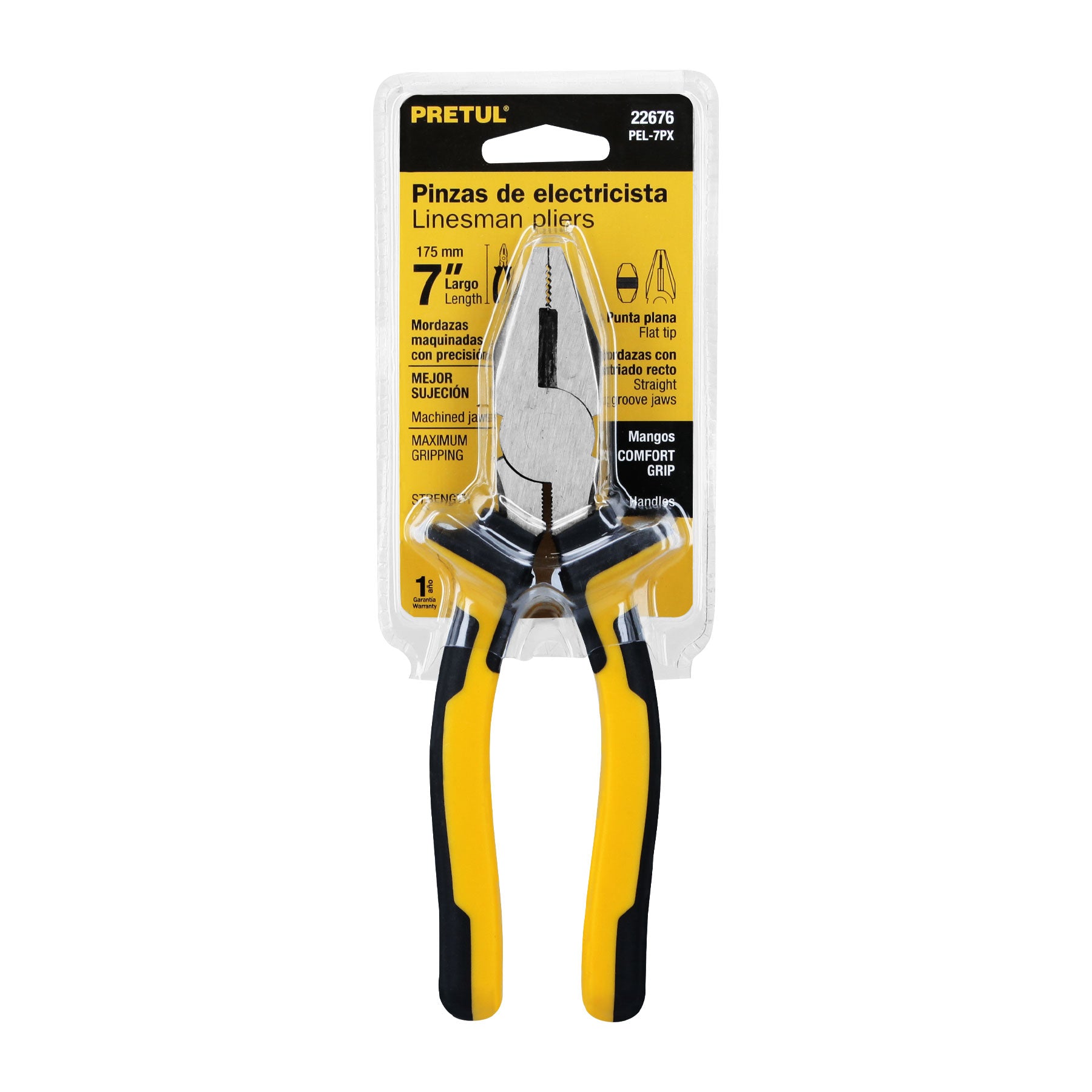 Pinza para electricista 7", mango comfort grip, Pretul