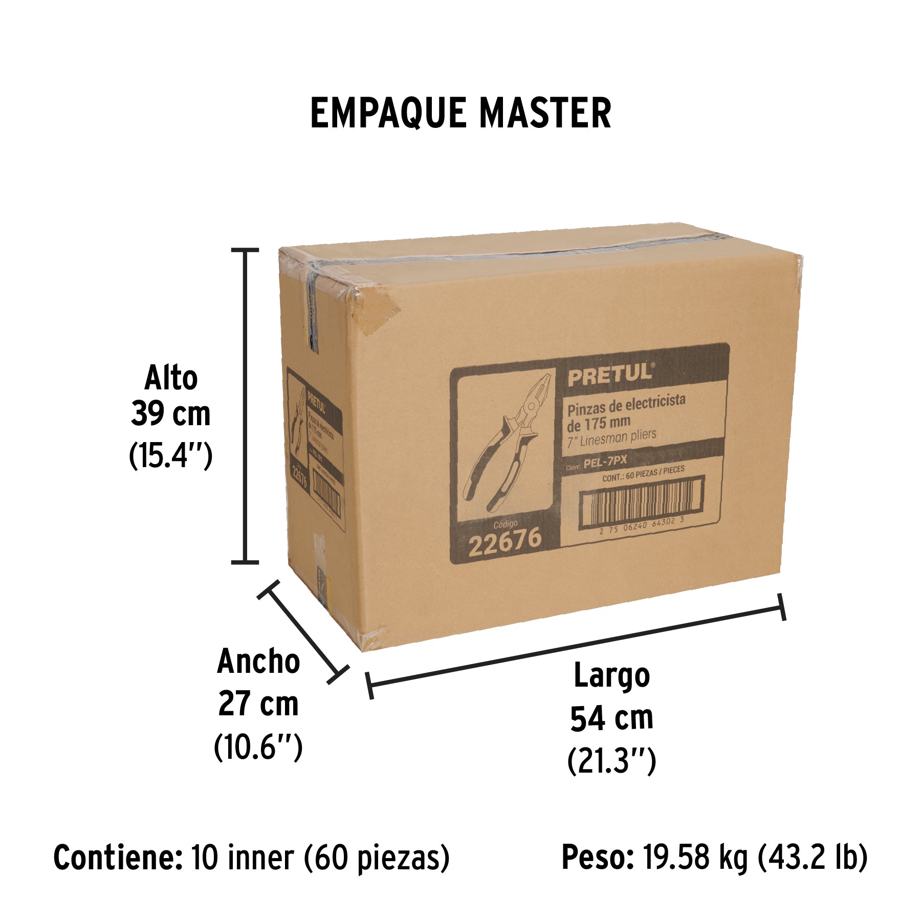 Pinza para electricista 7", mango comfort grip, Pretul