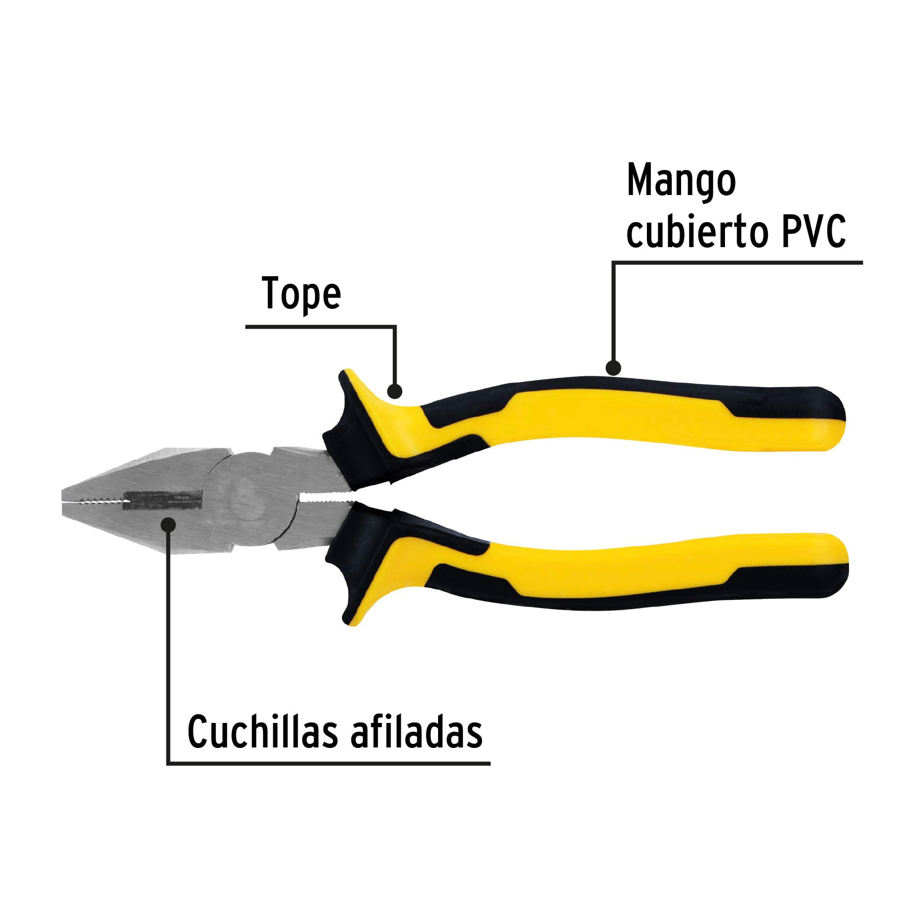 Pinza para electricista 7", mango comfort grip, Pretul