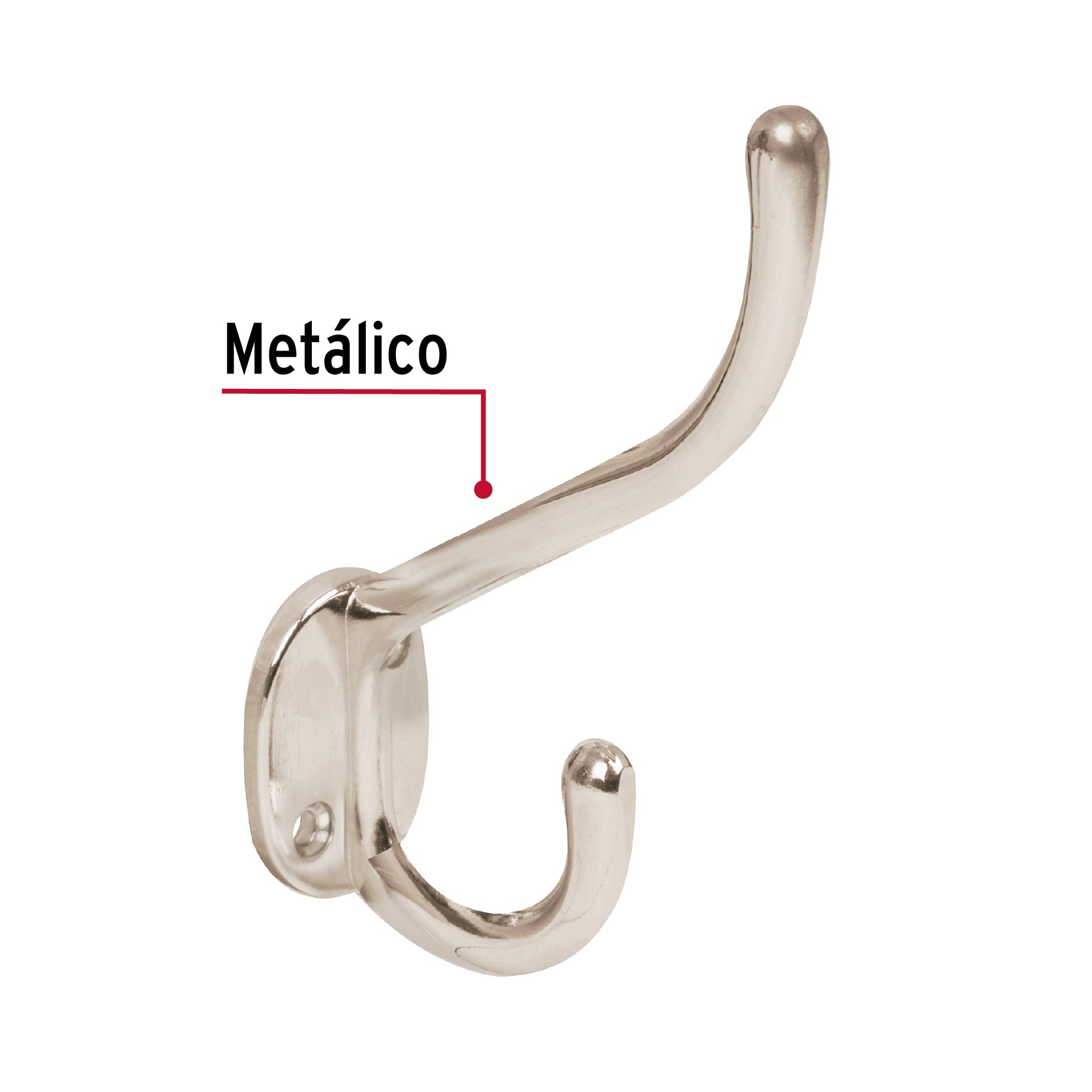 Perchero para puerta, niquel satinado, grande
