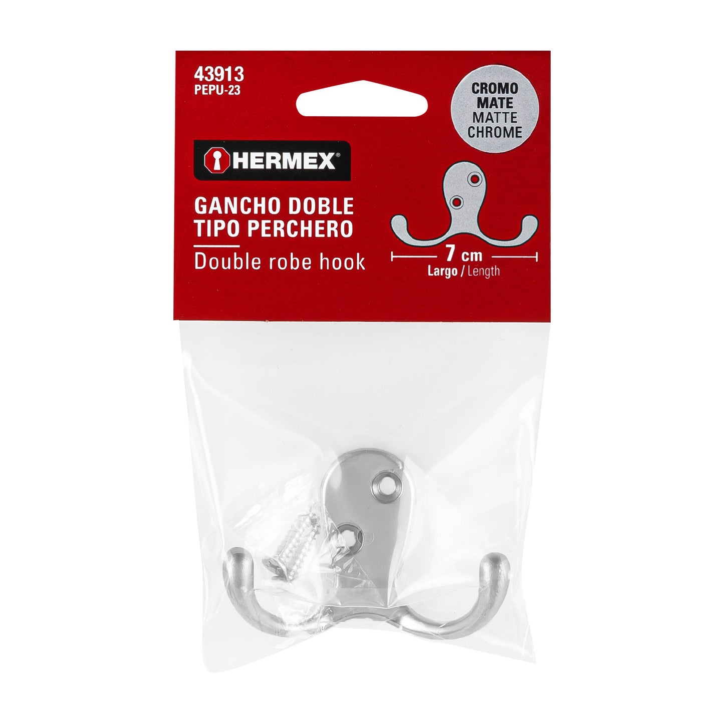 Perchero para puerta, cromo mate, chico