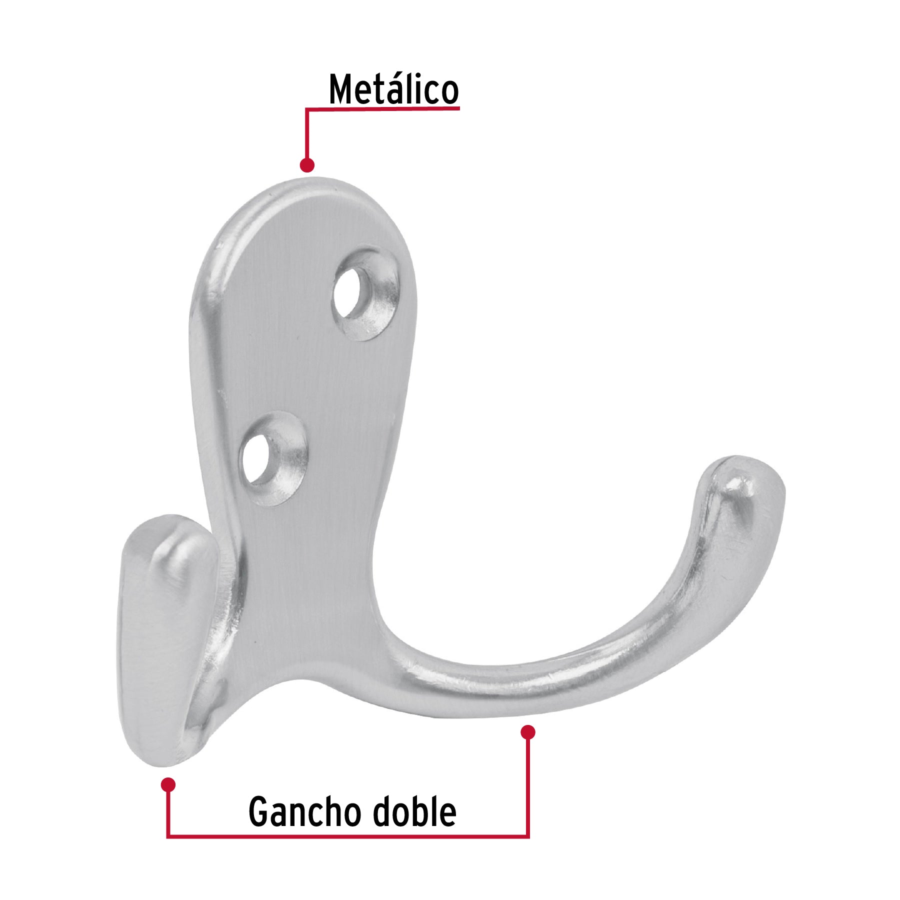 Perchero para puerta, cromo mate, chico
