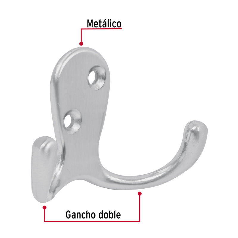 Perchero para puerta, cromo mate, chico