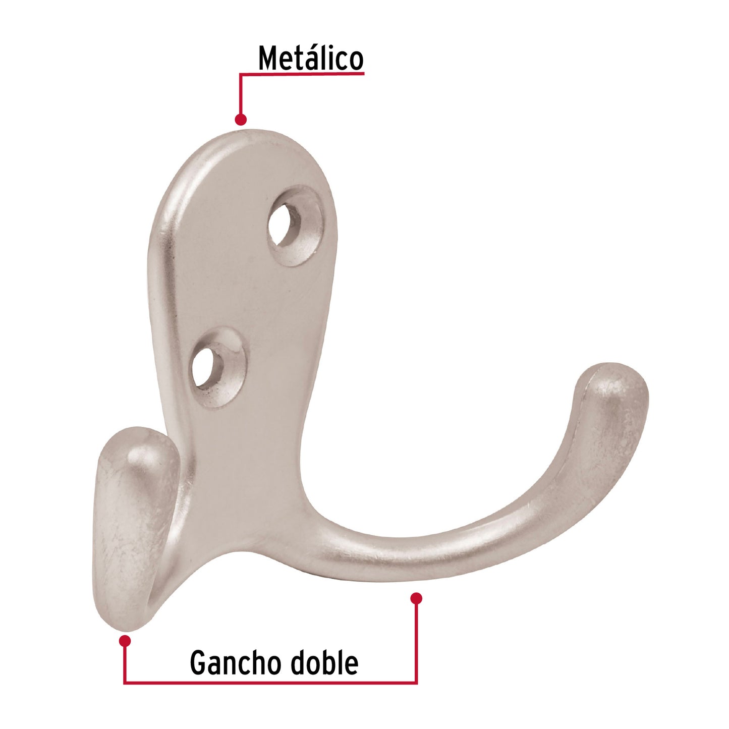Perchero para puerta, niquel satinado, chico