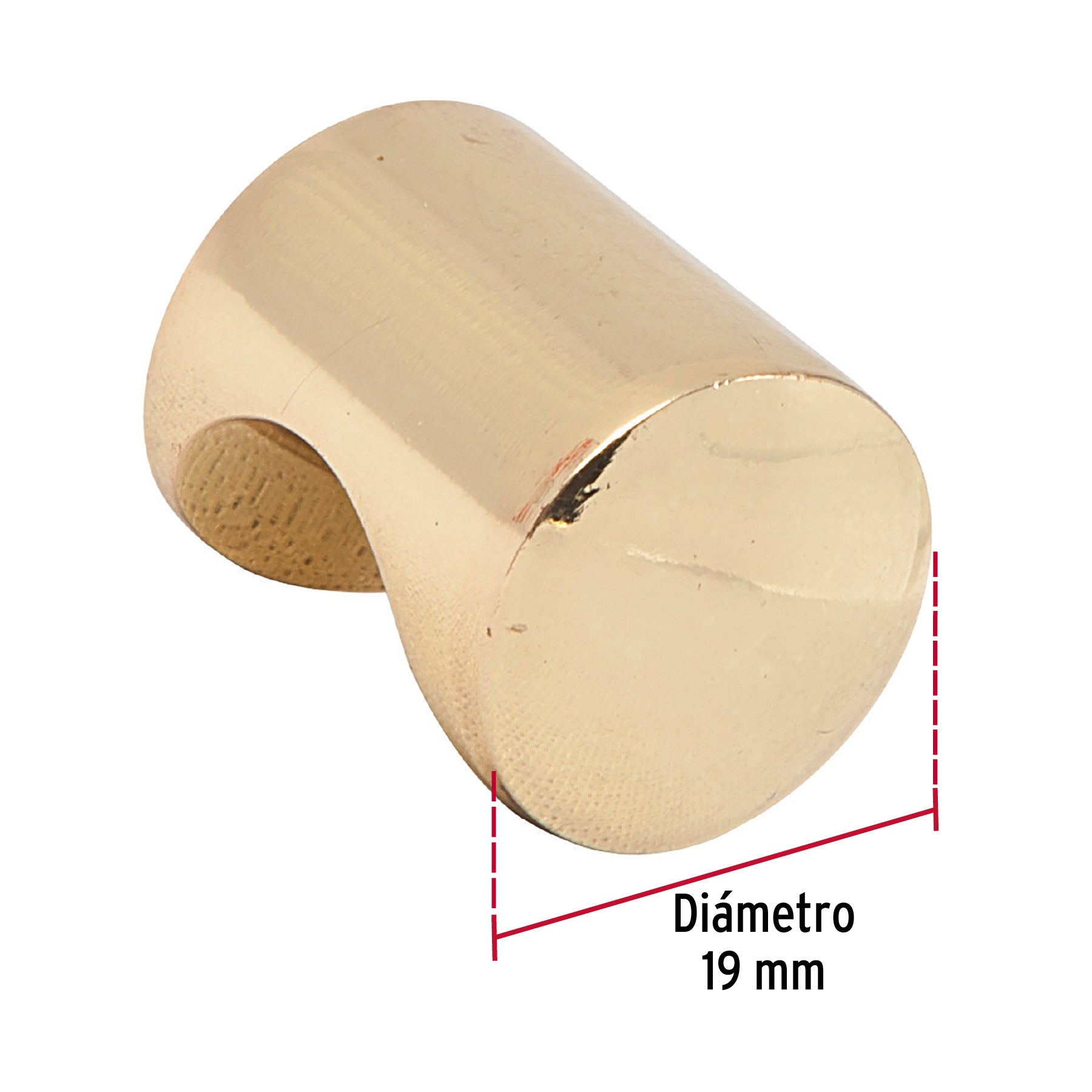 Perilla, latón brillante, estilo Cilindro