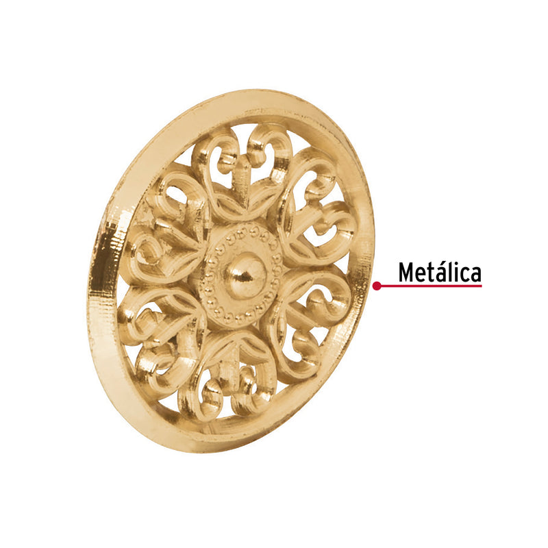 Perilla metálica estilo "Colonial", latón brillante, HERMEX