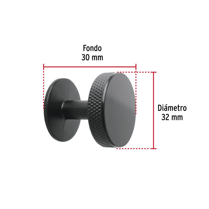 Perilla metálica estilo 'Oviedo', negro, HERMEX