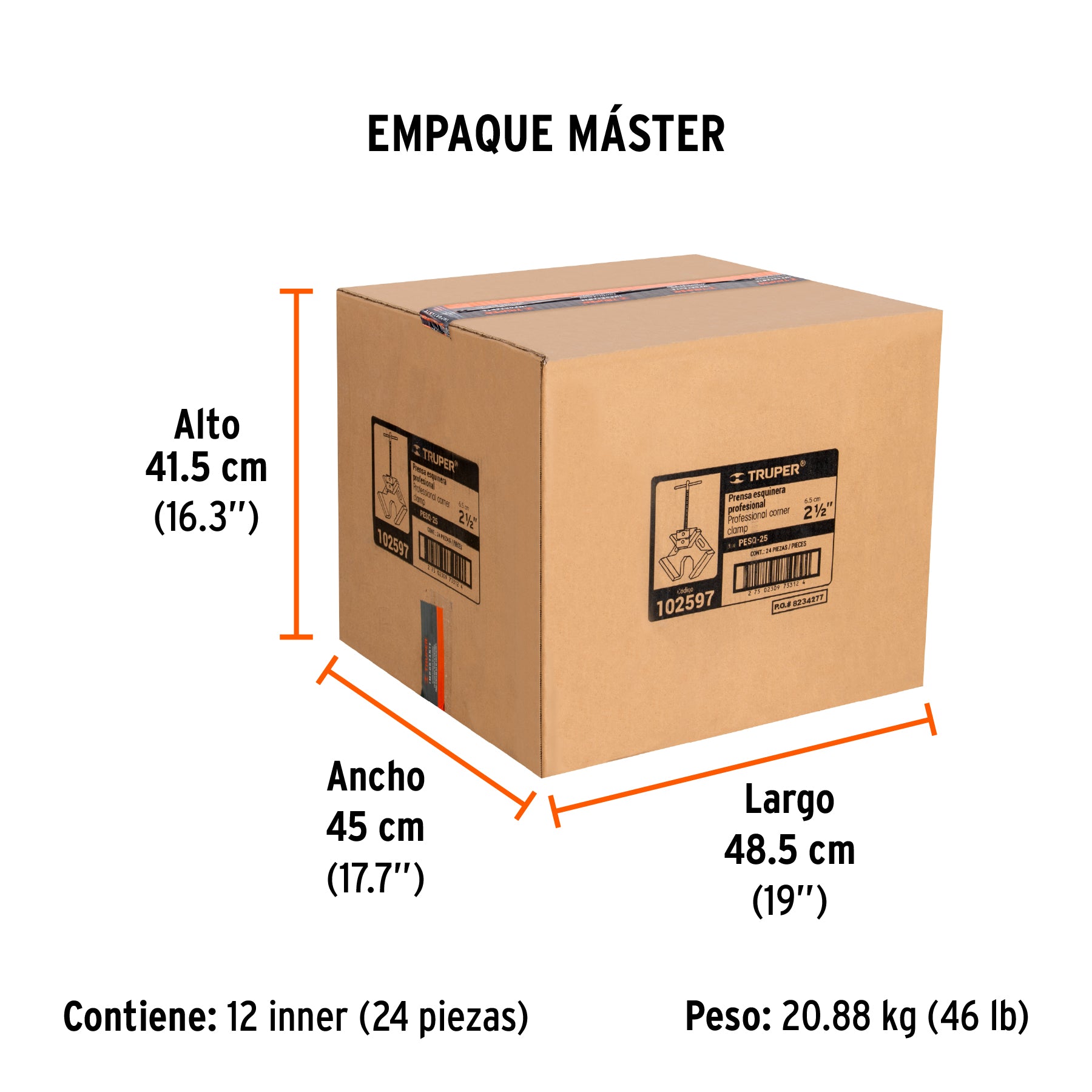 Prensa esquinera profesional, 2-1/2' de aluminio, Truper