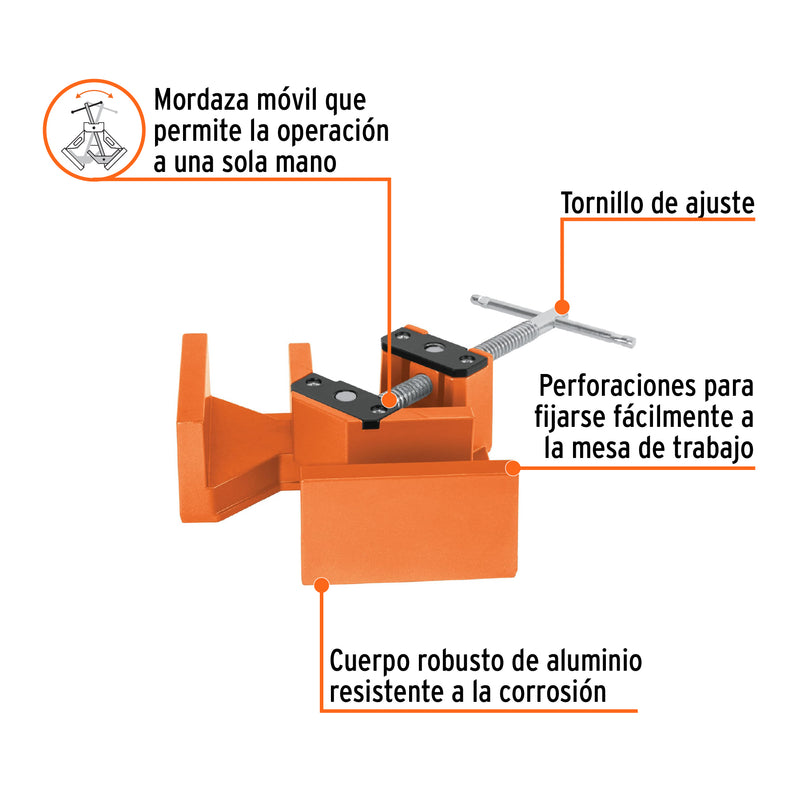 Prensa esquinera profesional, 2-1/2' de aluminio, Truper