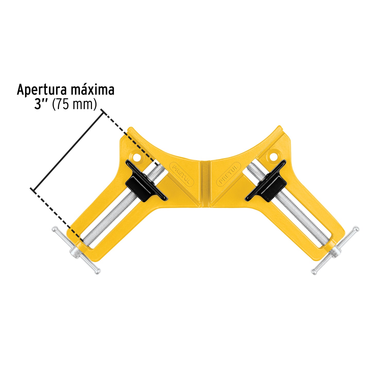 Prensa esquinera de 3', cuerpo aluminio, Pretul