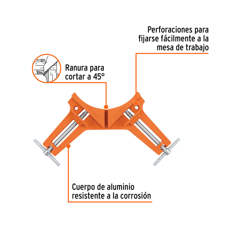 Prensa esquinera profesional, 3" de aluminio
