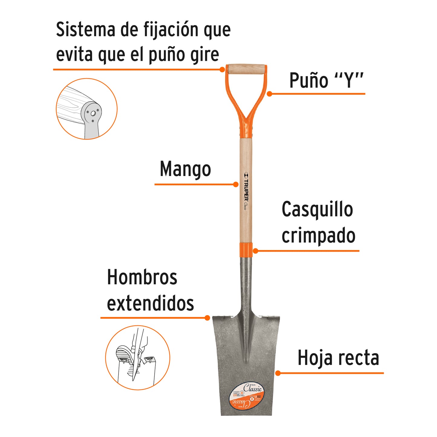 Pala classic escarramán, larga, puño "y"
