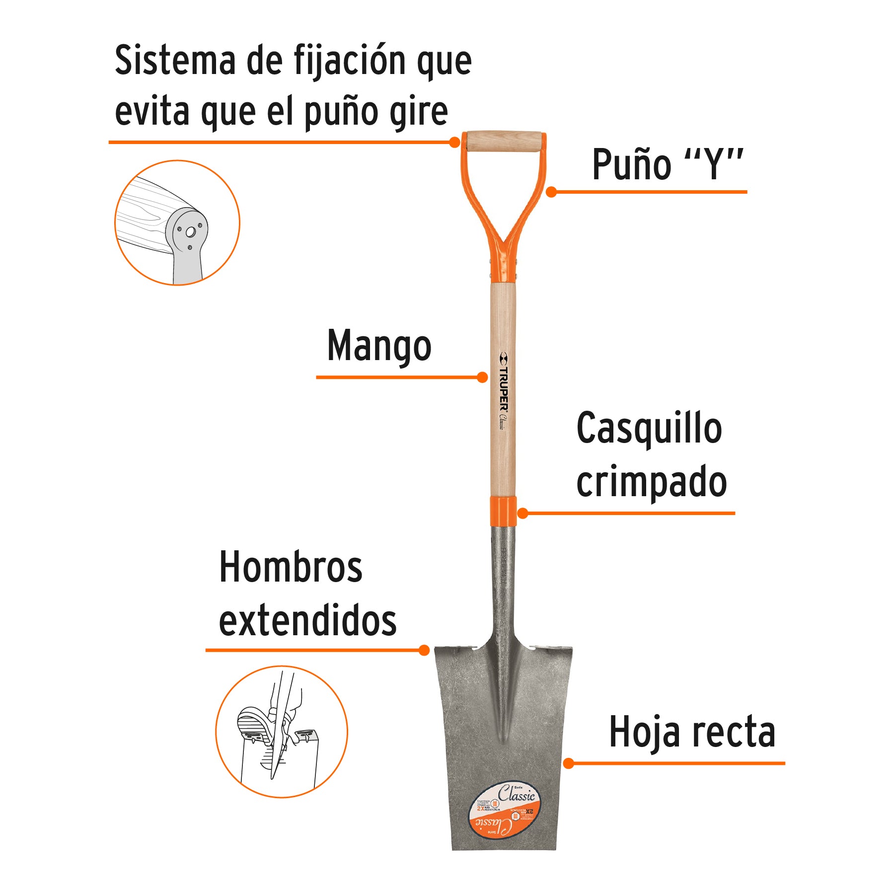 Pala classic escarramán, larga, puño "y"