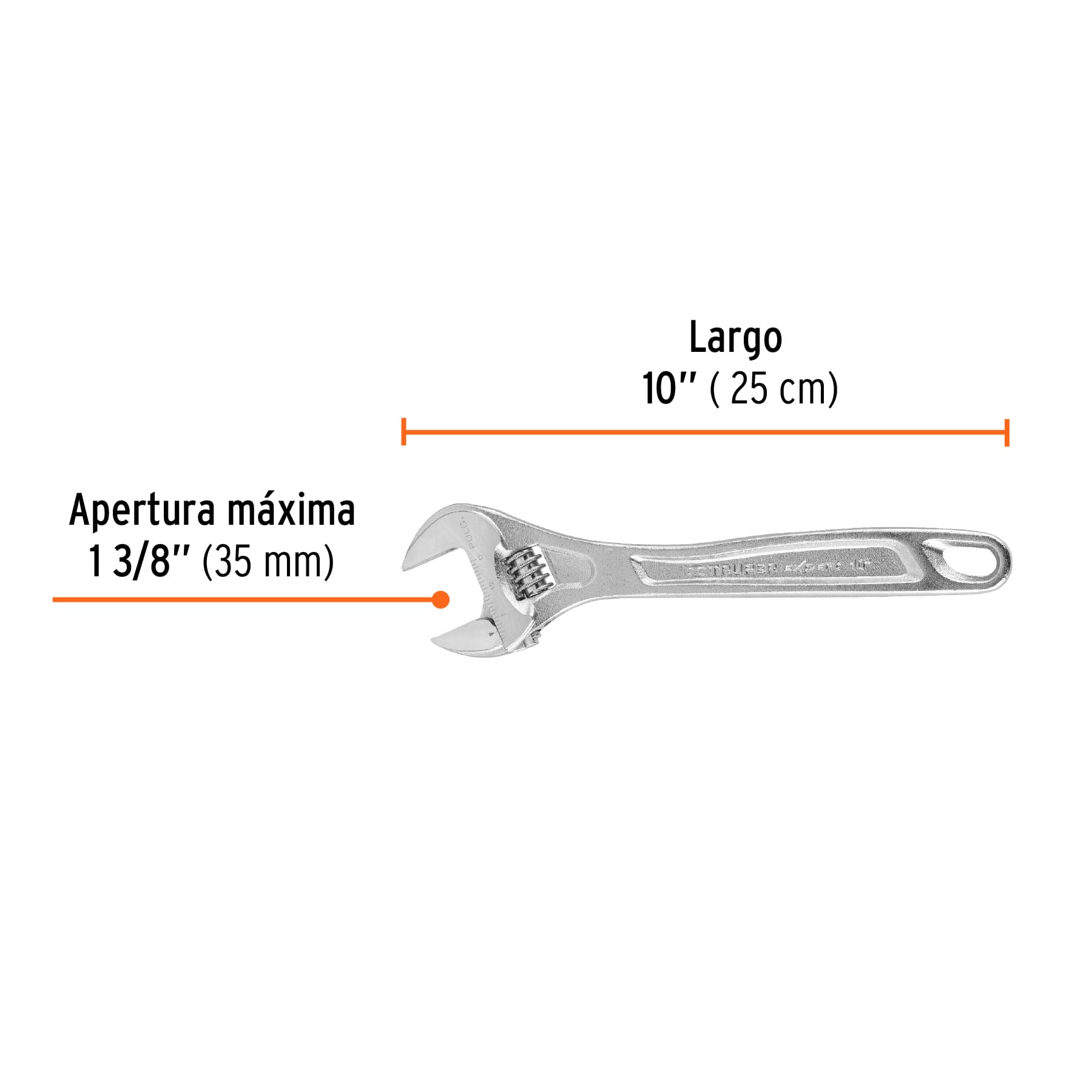 Perico profesional, cromado 10", Truper Expert en tarjeta