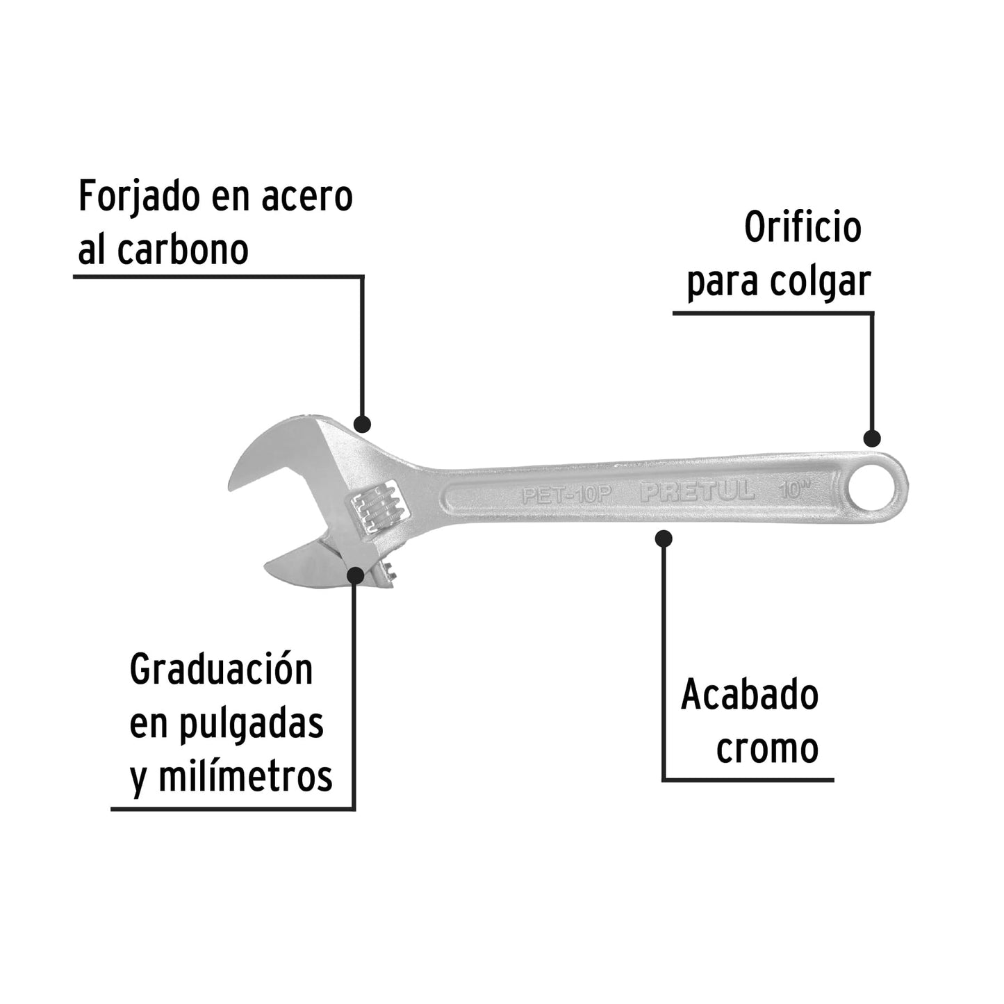 Perico cromado 10", Pretul