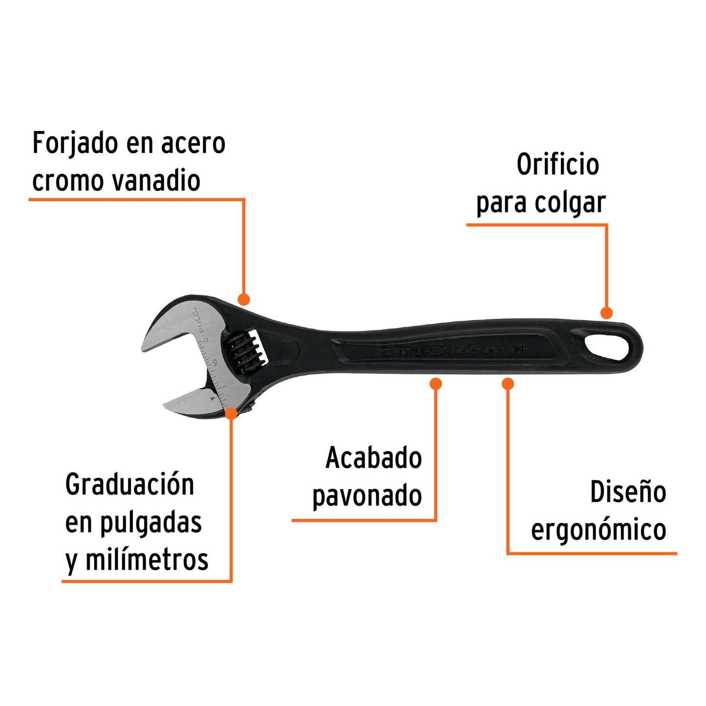 Perico profesional, pavonado 10", Truper Expert en tarjeta