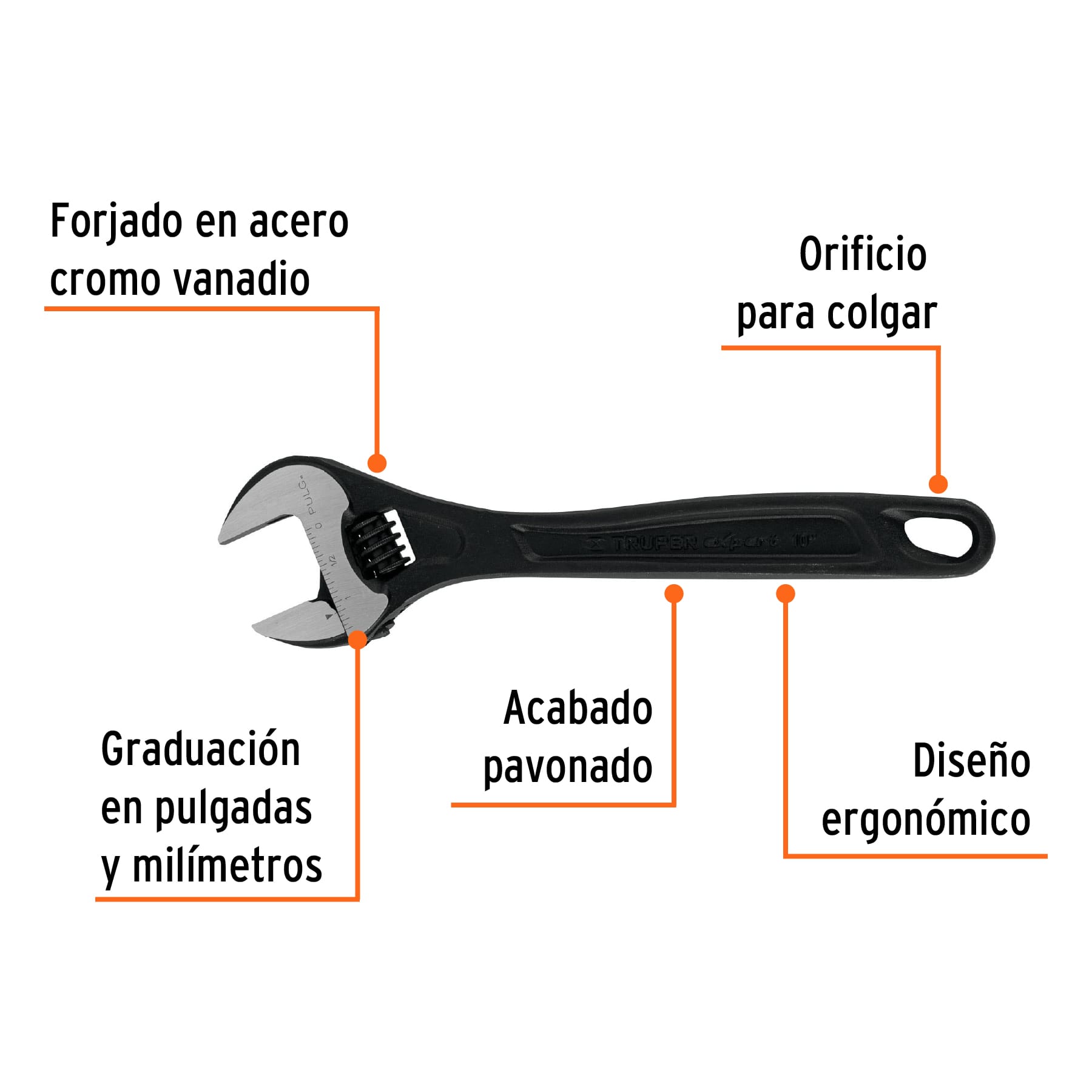 Perico profesional, pavonado 10", Truper Expert en tarjeta