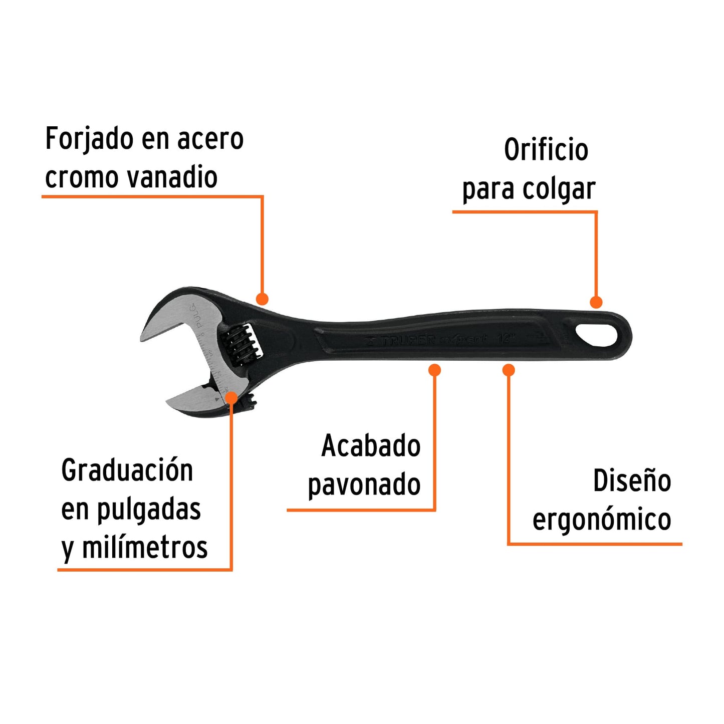 Perico profesional, pavonado 12", Truper Expert en tarjeta