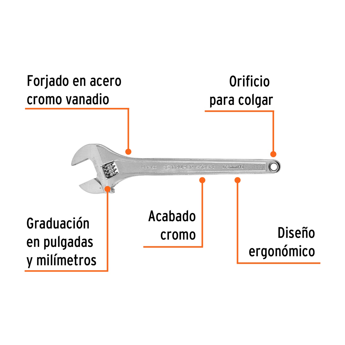 Perico 15" cromado, Truper Expert