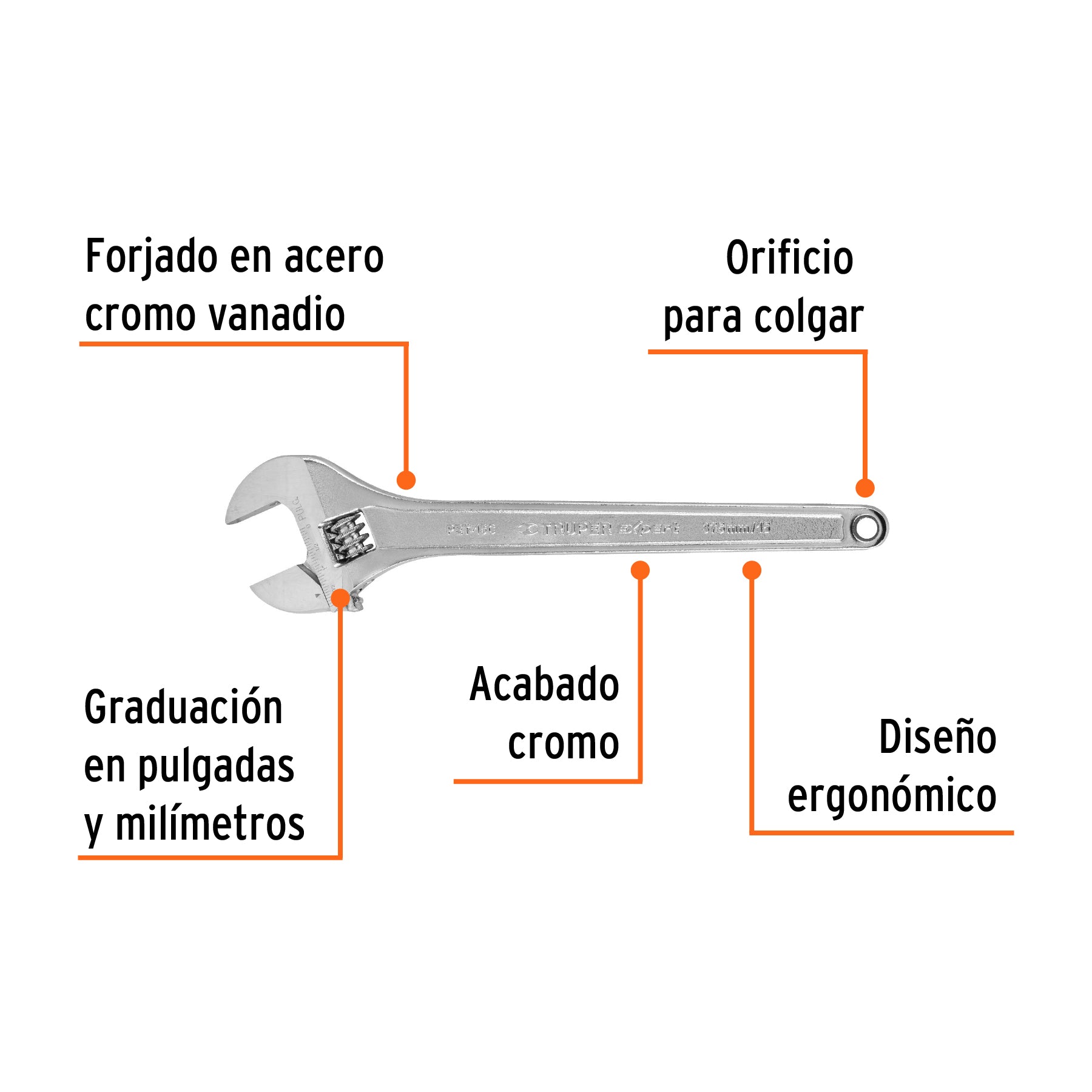 Perico 15" cromado, Truper Expert