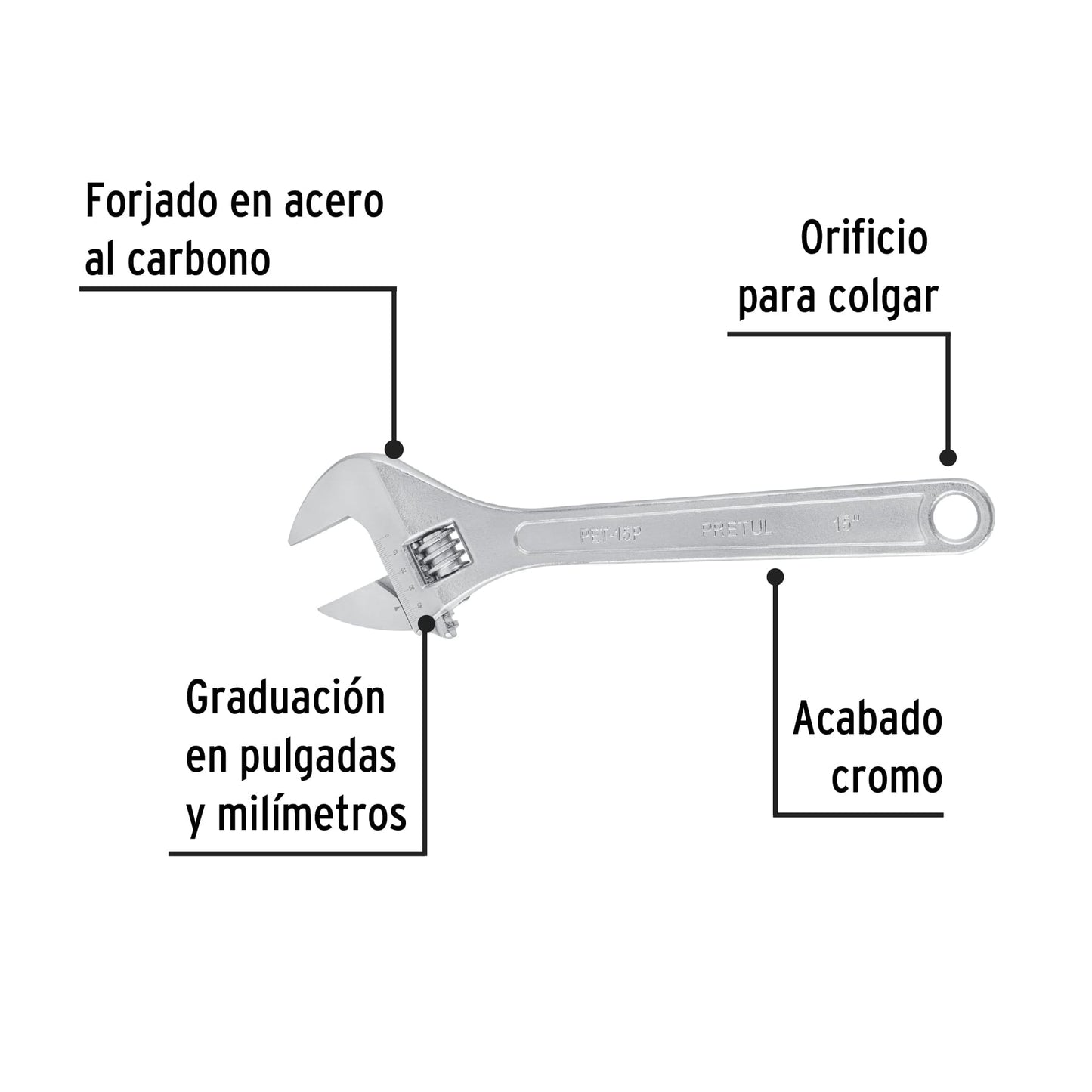 Perico cromado 15", Pretul
