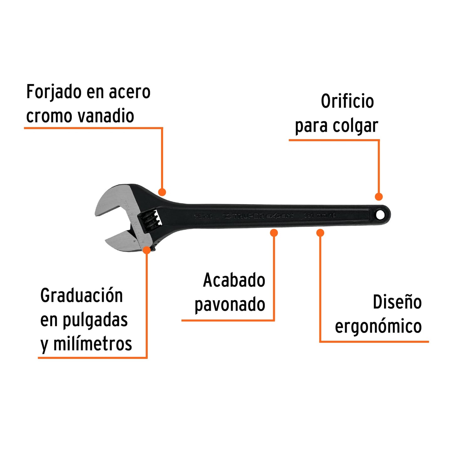 Perico profesional, pavonado 15", Truper Expert en tarjeta