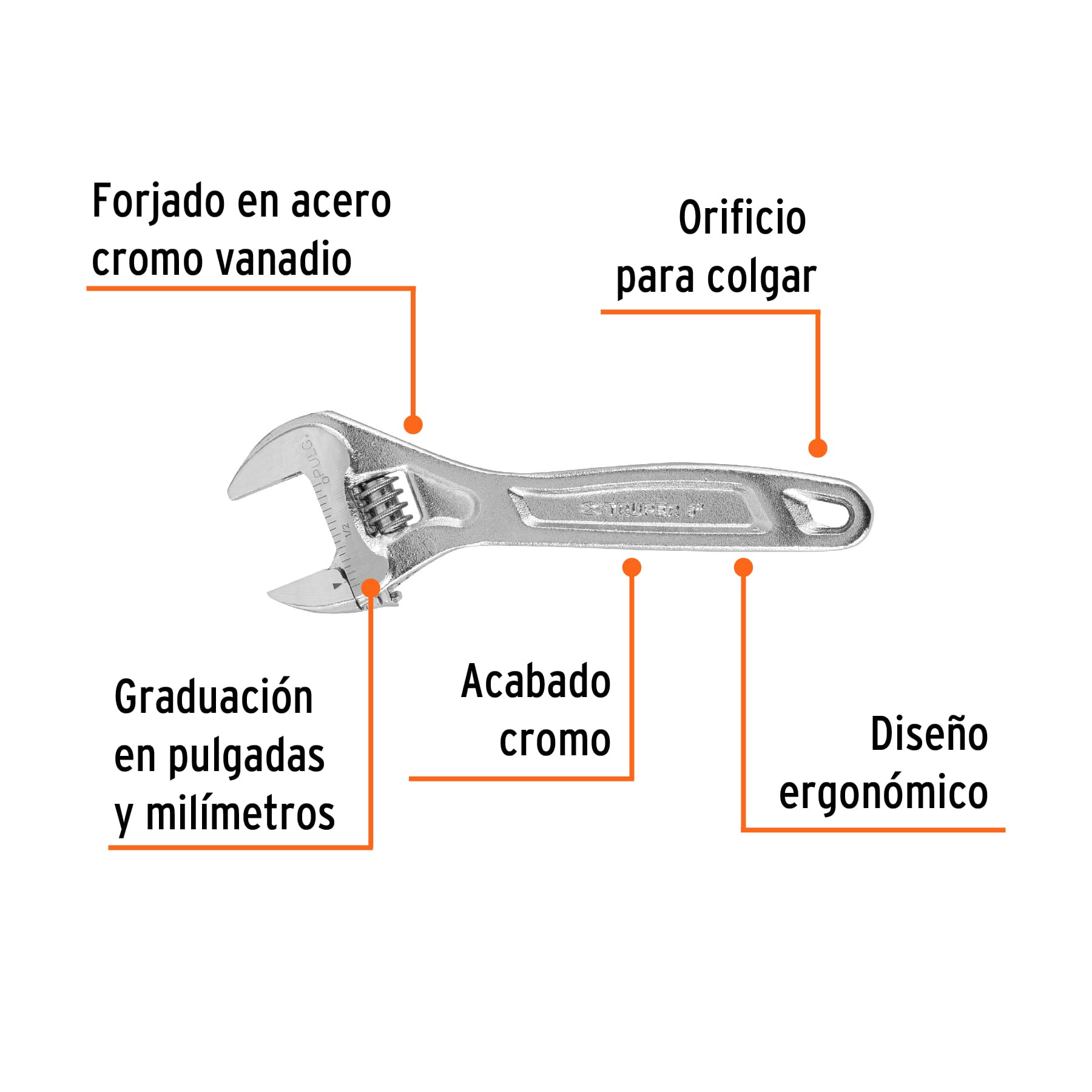Perico profesional, cromado 6", Truper Expert en tarjeta