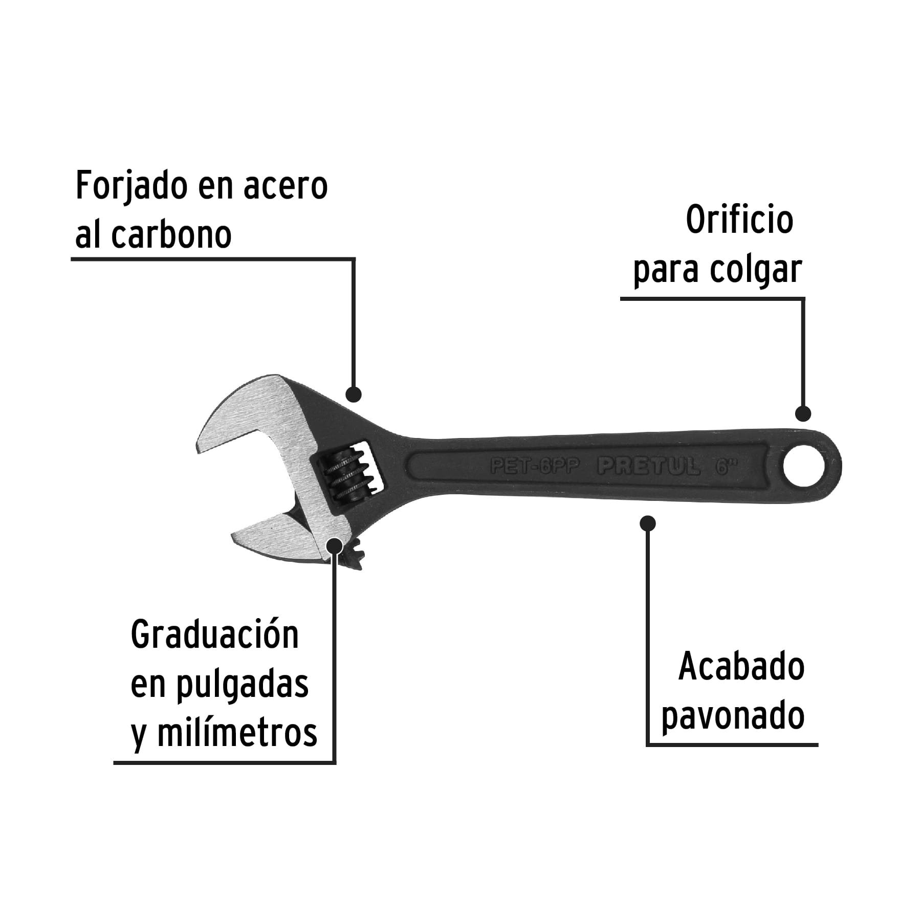Perico profesional, 6", pavonado, pretul
