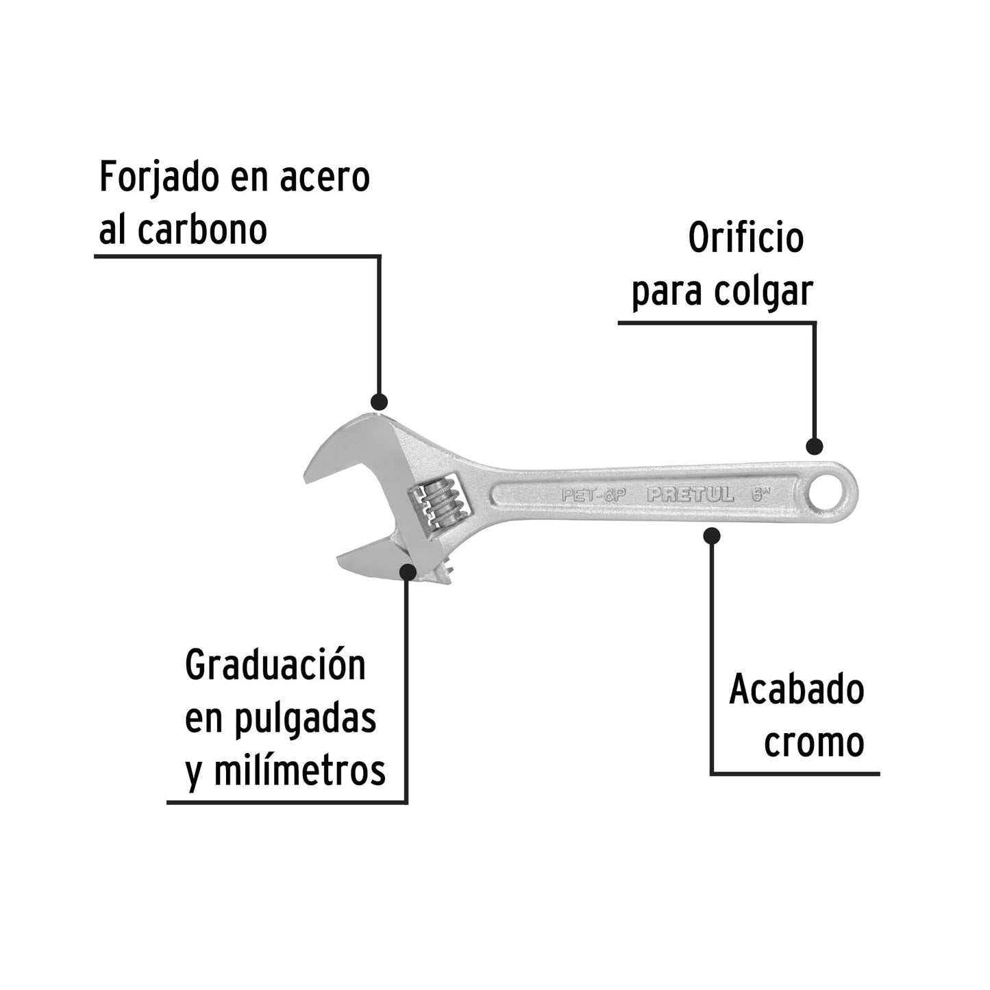 Perico cromado 6", Pretul