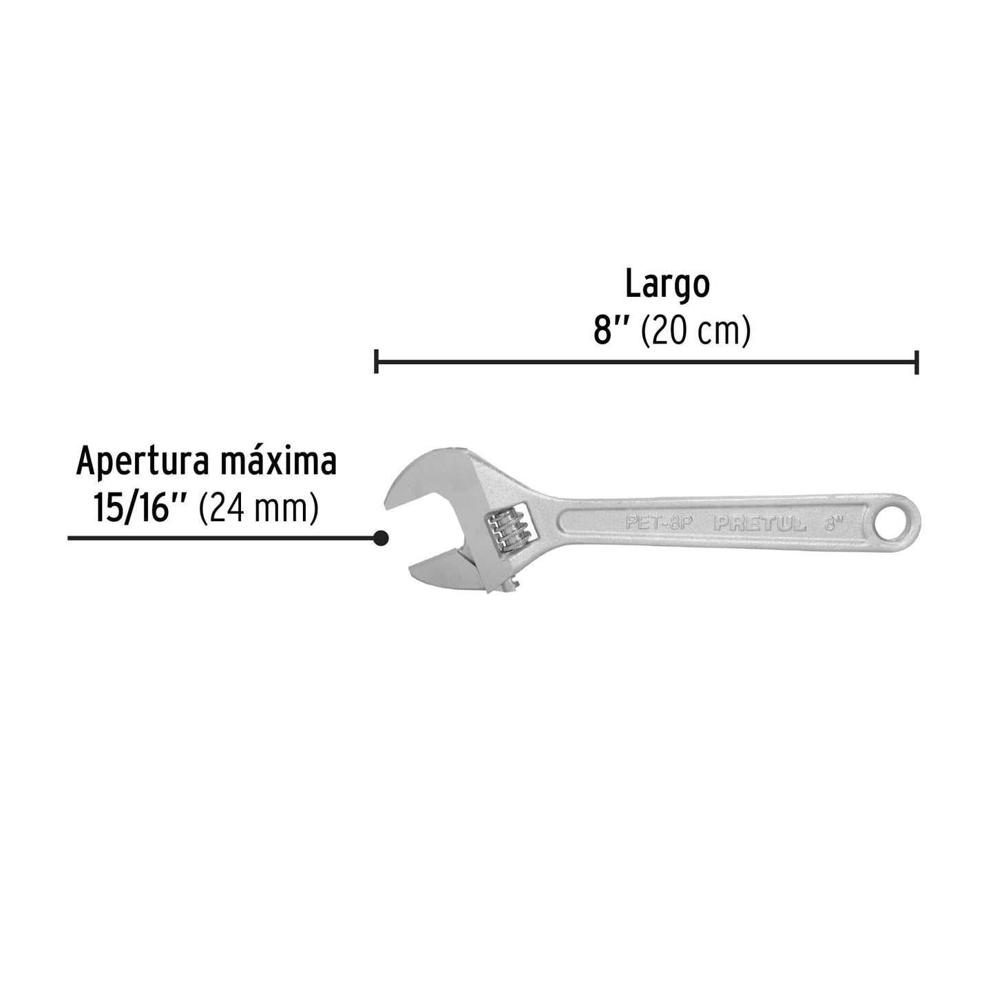 Perico cromado 8", Pretul