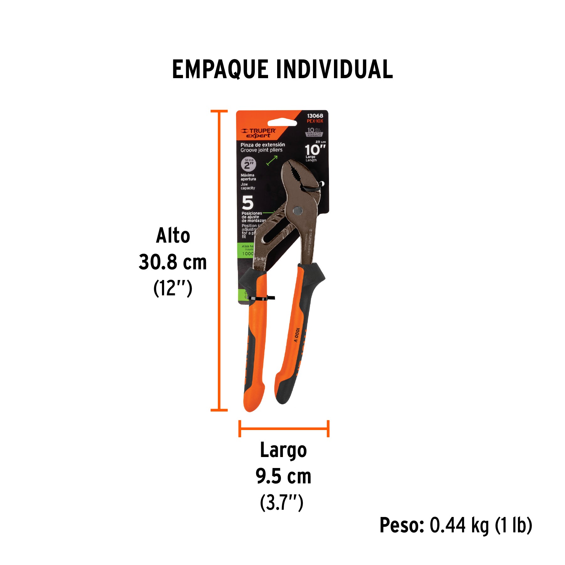 Pinzas de extensión 10", mango comfort grip
