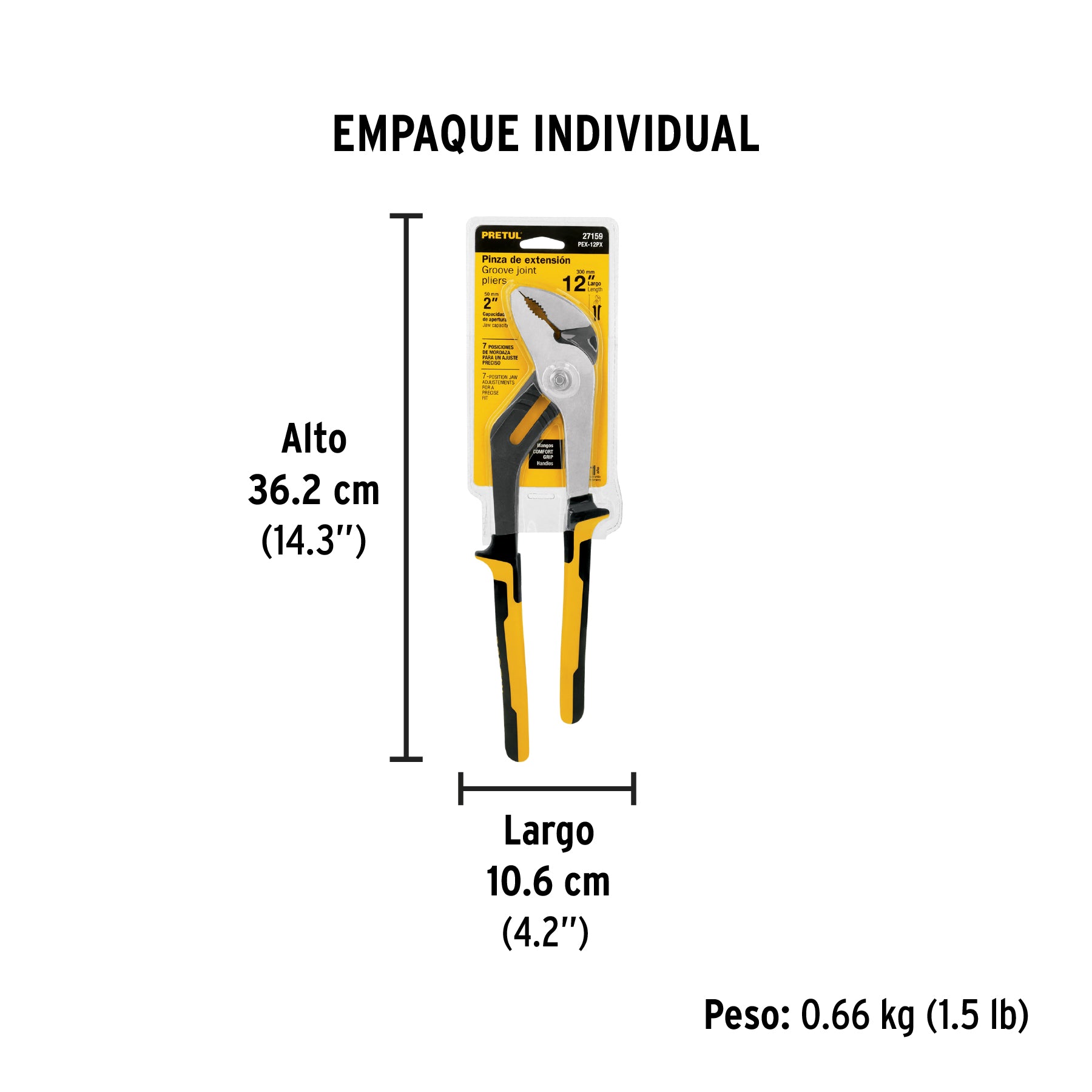 Pinza de extensión 12' mango Comfort Grip, Pretul