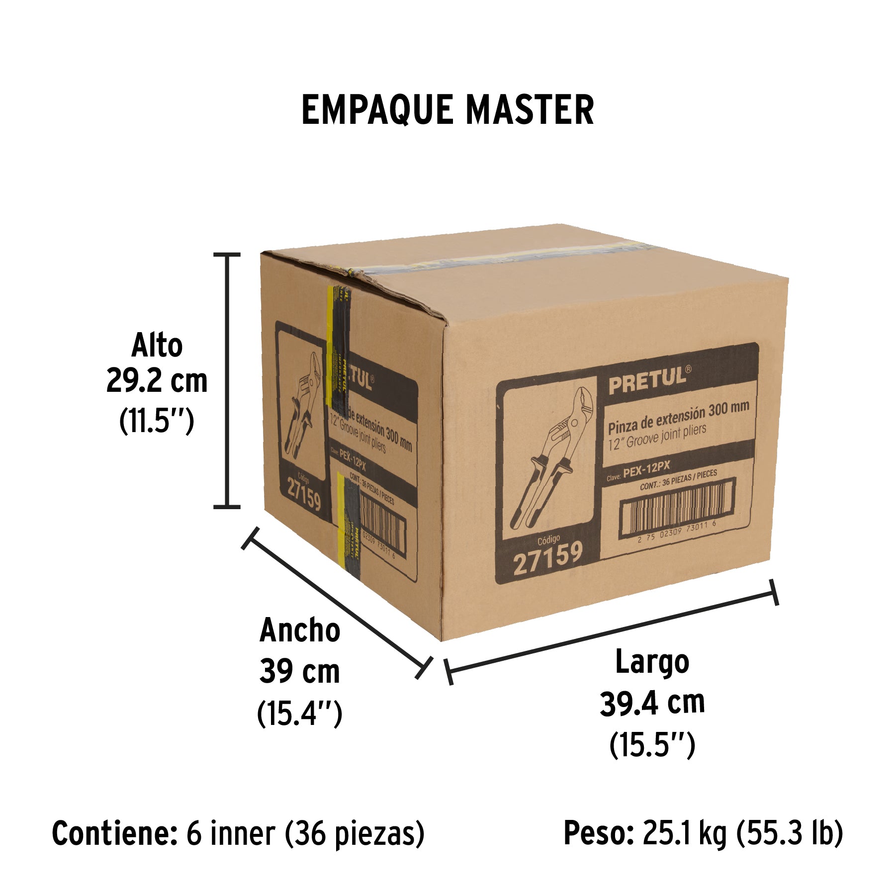 Pinza de extensión 12' mango Comfort Grip, Pretul