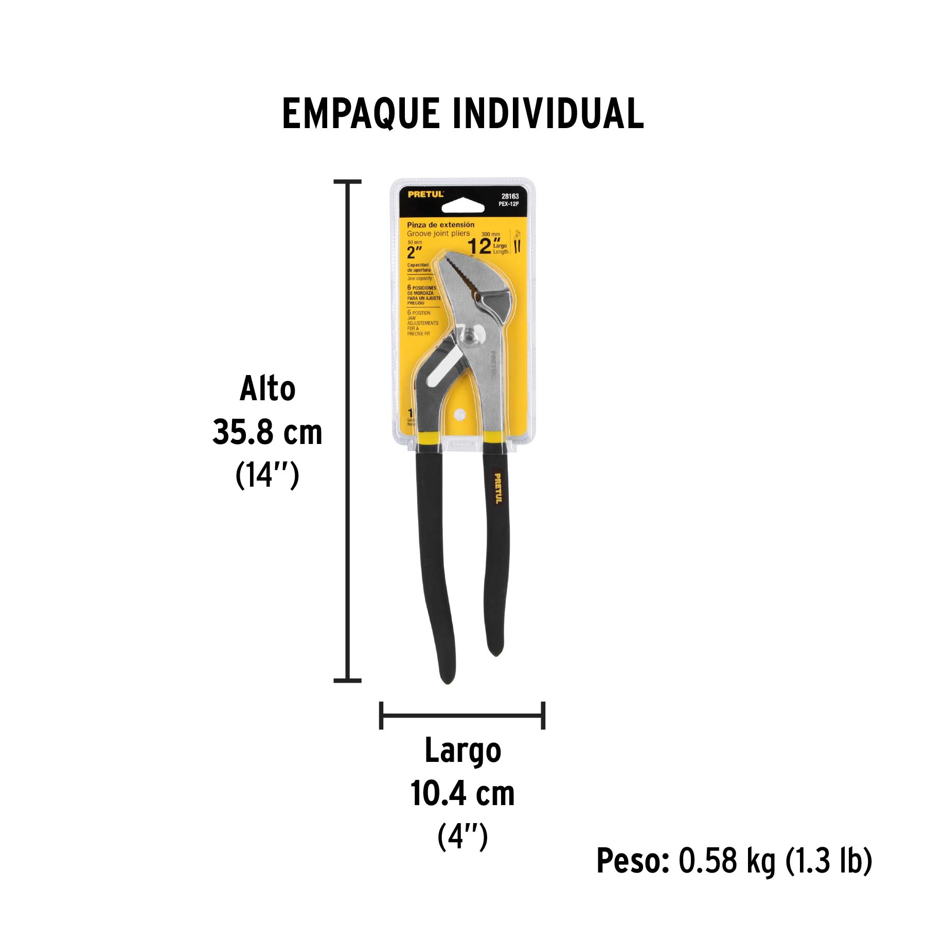 Pinza de extensión 12' mango de vinil, Pretul