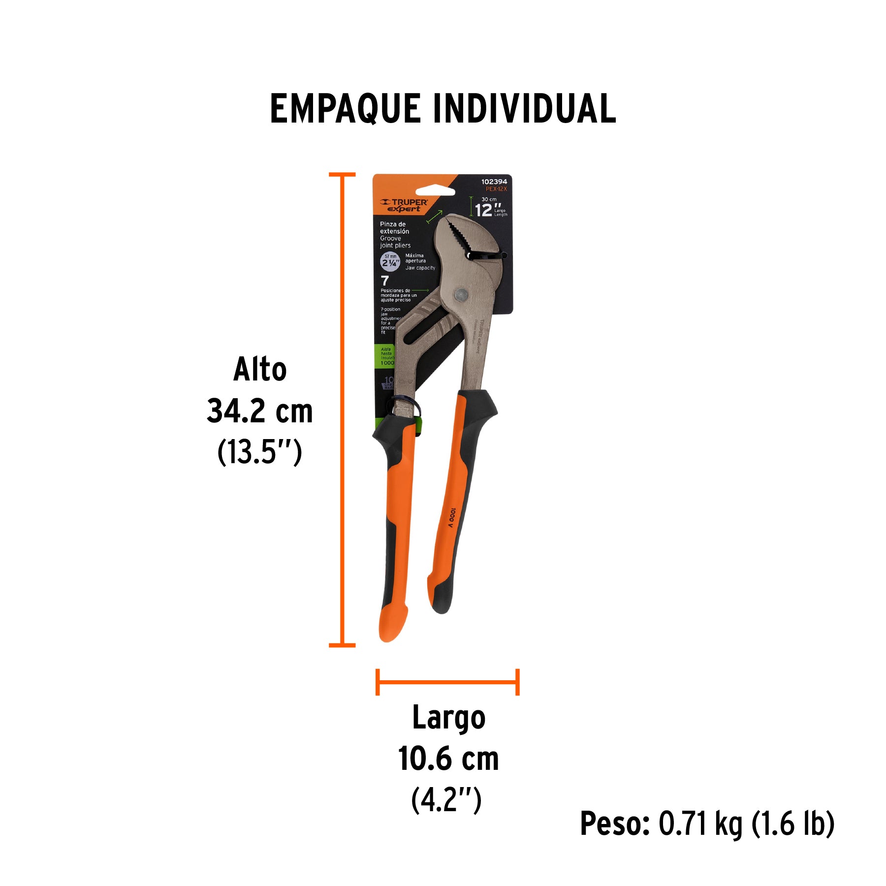 Pinzas de extensión 12' mango Comfort Grip, Truper Expert