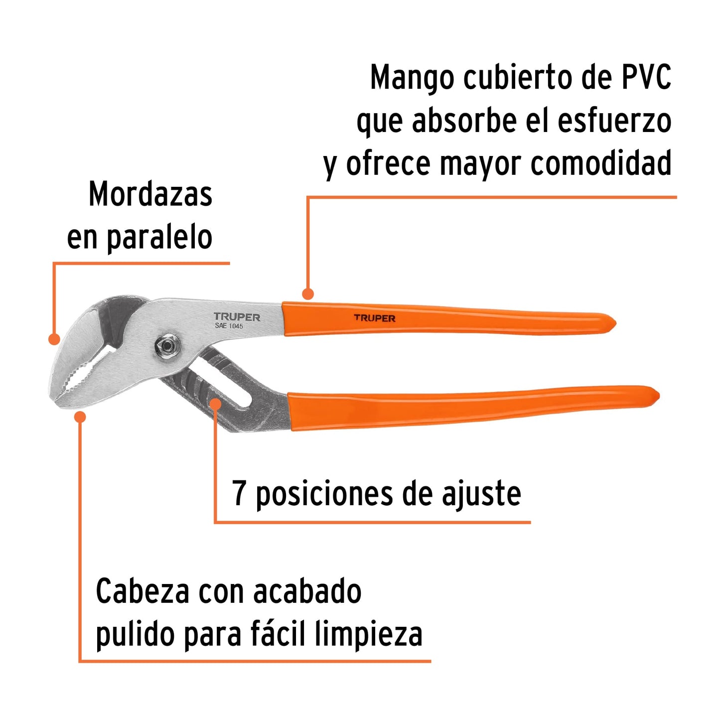 Pinza de extensión 12", mango de vinil