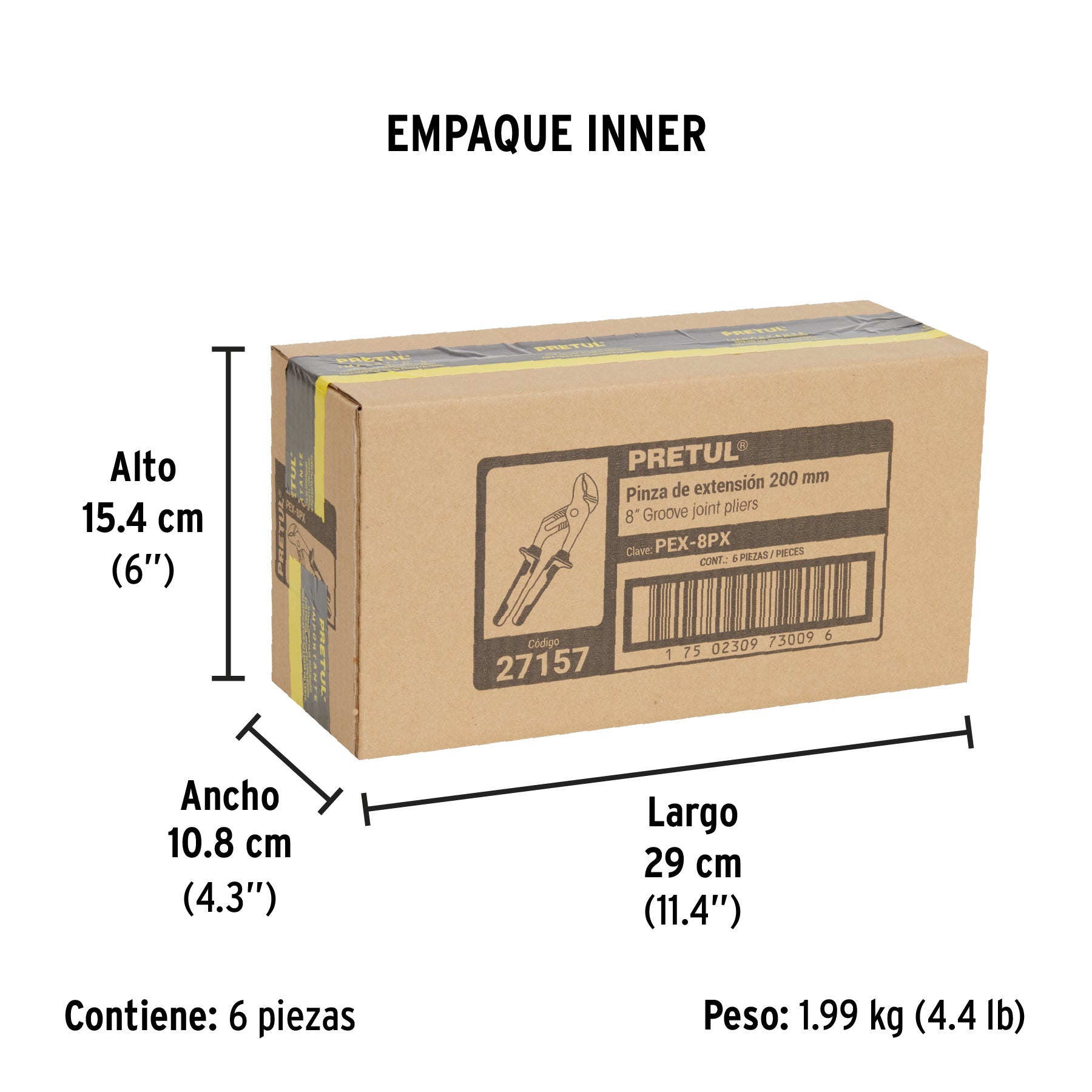Pinza de extensión 8' mango Comfort Grip, Pretul