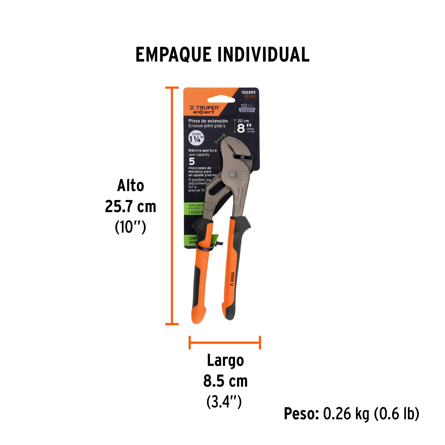 Pinzas de extensión 8' mango Comfort Grip, Truper Expert