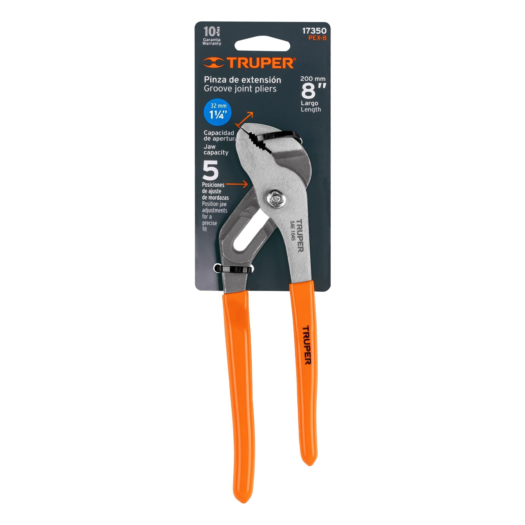 Pinza de extensión 8", mango de vinil