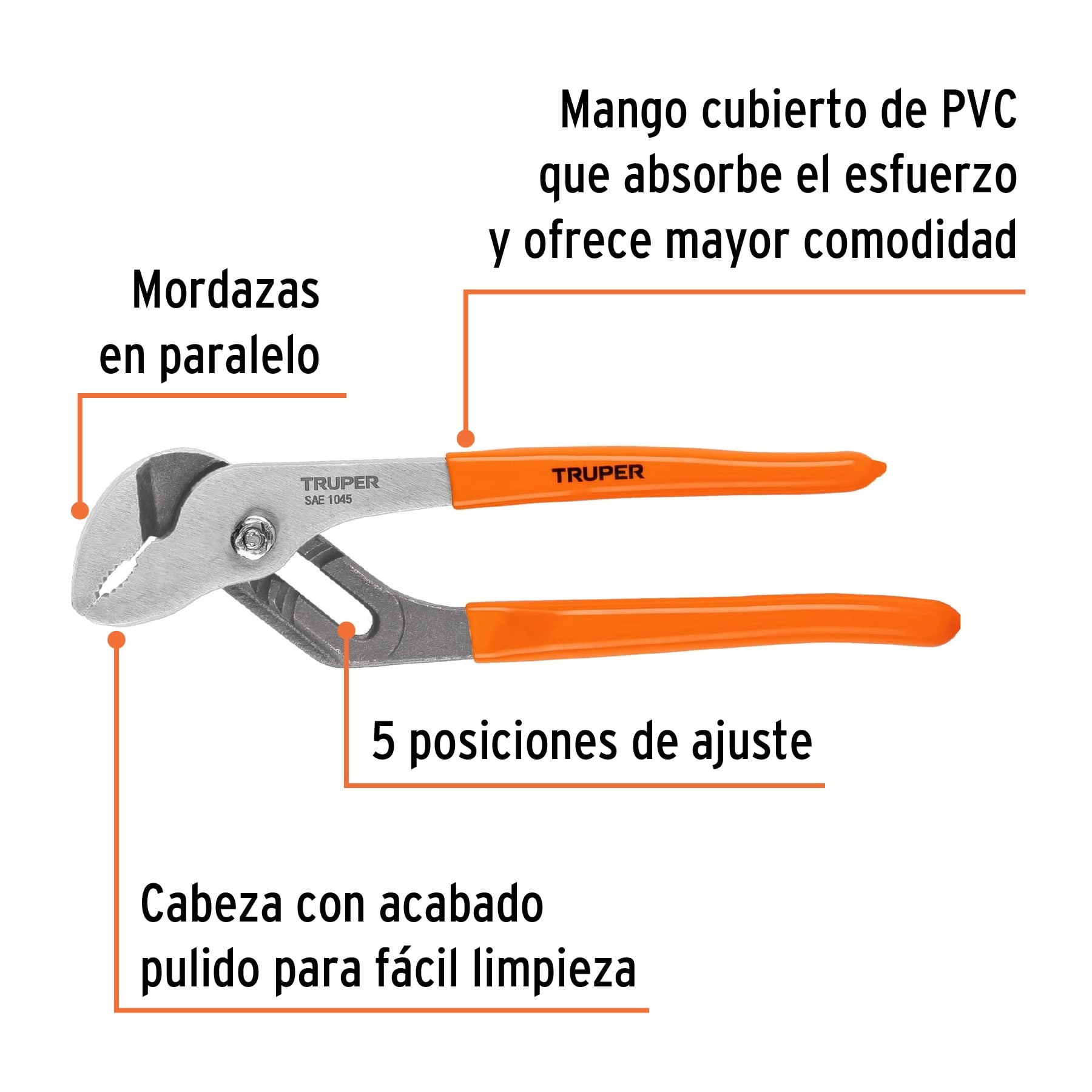 Pinza de extensión 8", mango de vinil