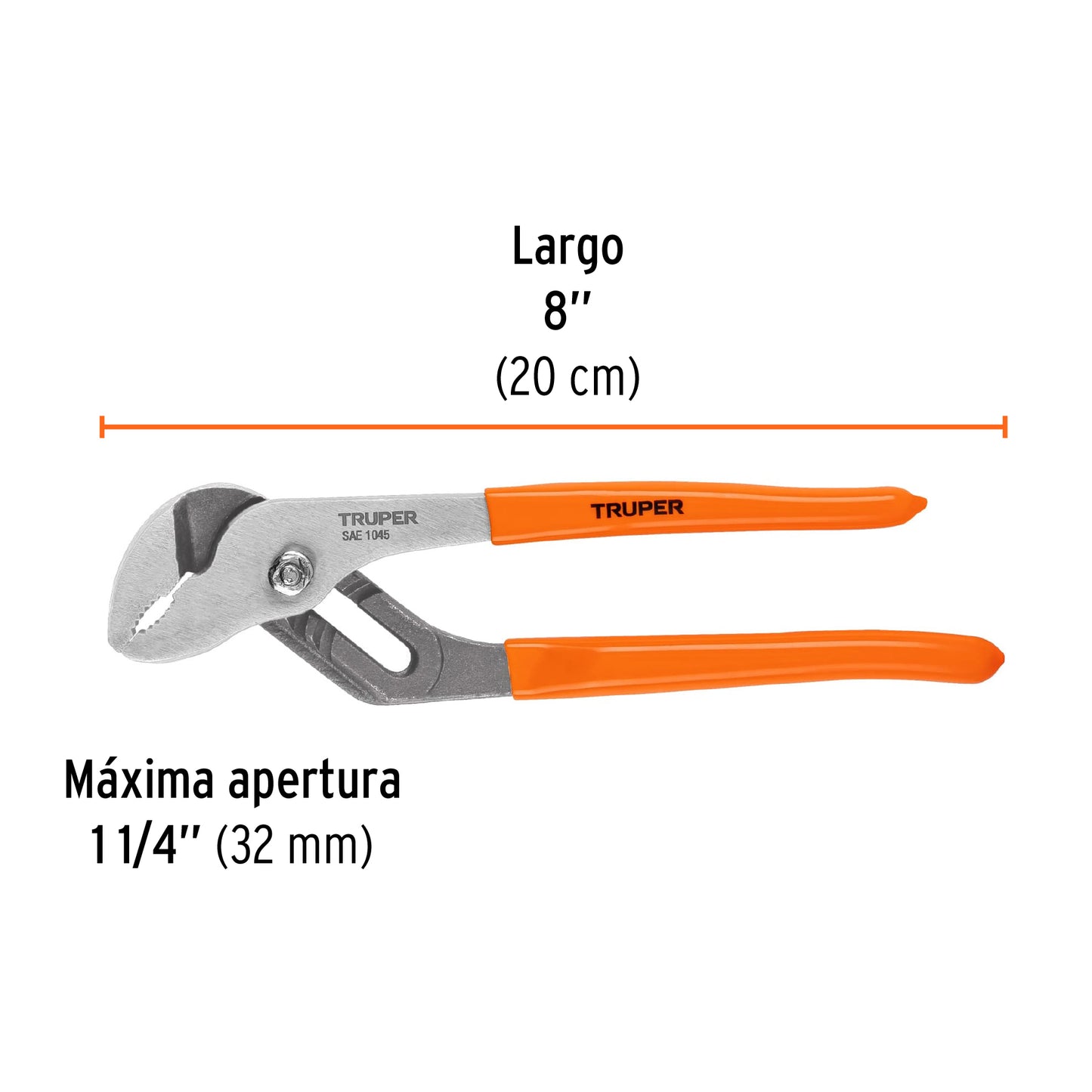 Pinza de extensión 8", mango de vinil
