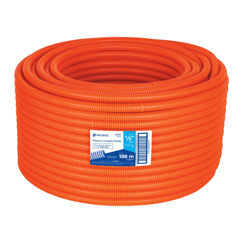 Tubo corrugado flexible, 1/2", rollo 100 m, Volteck