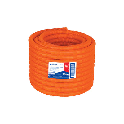 Poliducto corrugado flexible, 3/4', rollo 25 m, Volteck