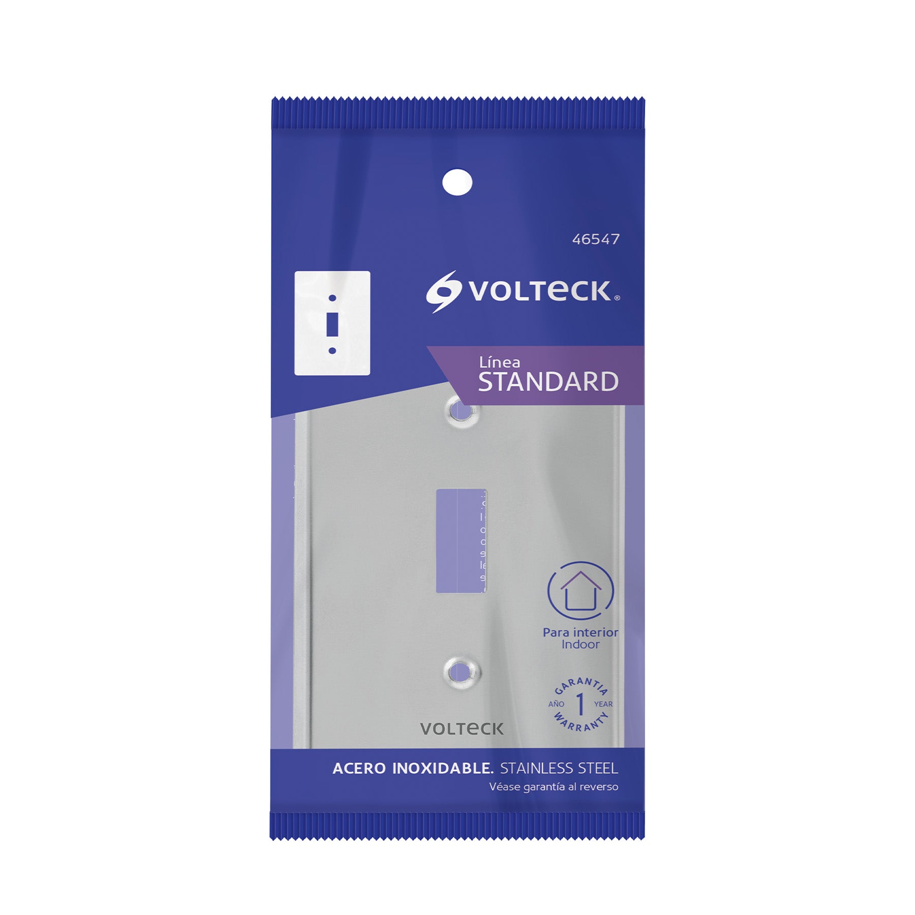 Placa de Acero Inox. para interruptor vertical, Standard