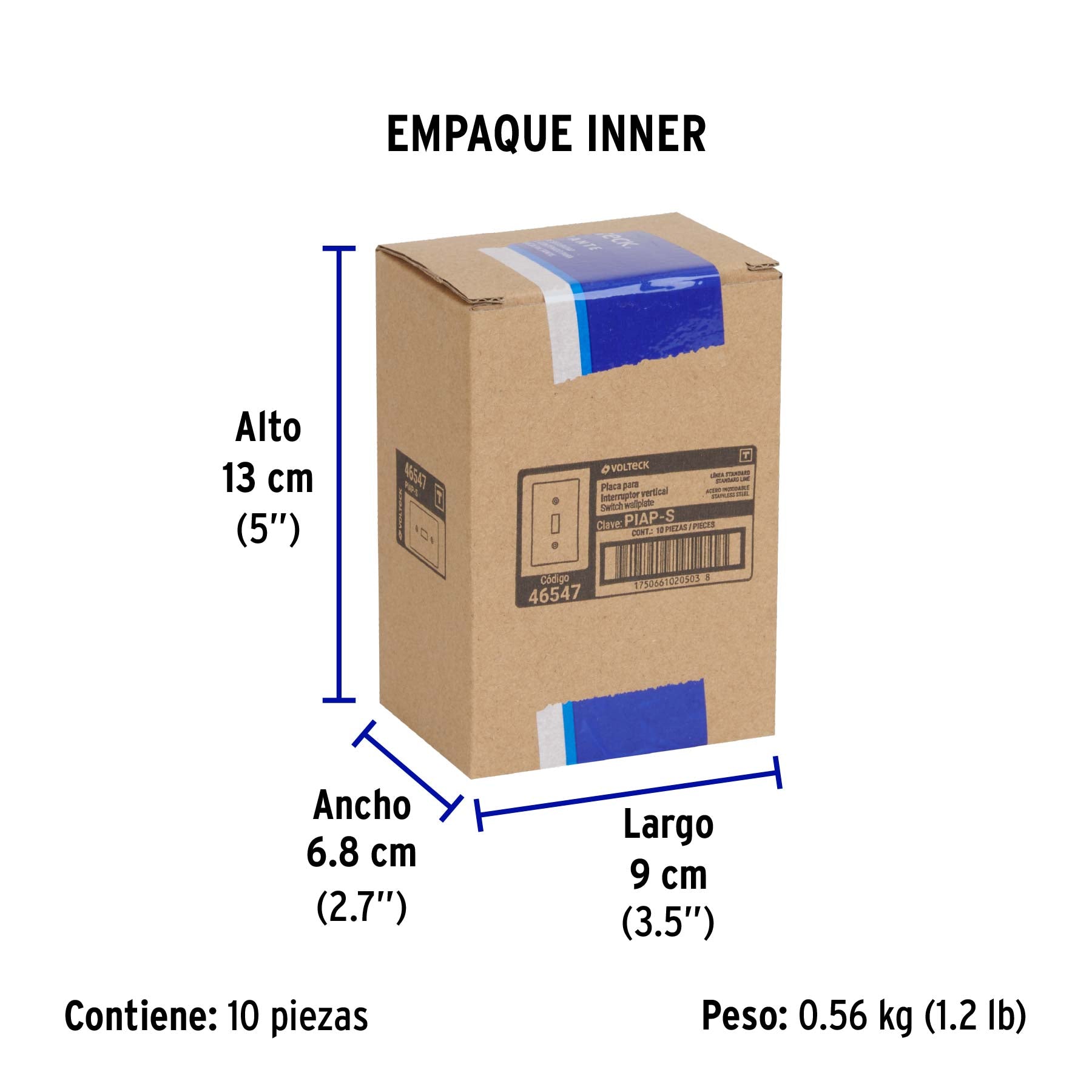 Placa de Acero Inox. para interruptor vertical, Standard